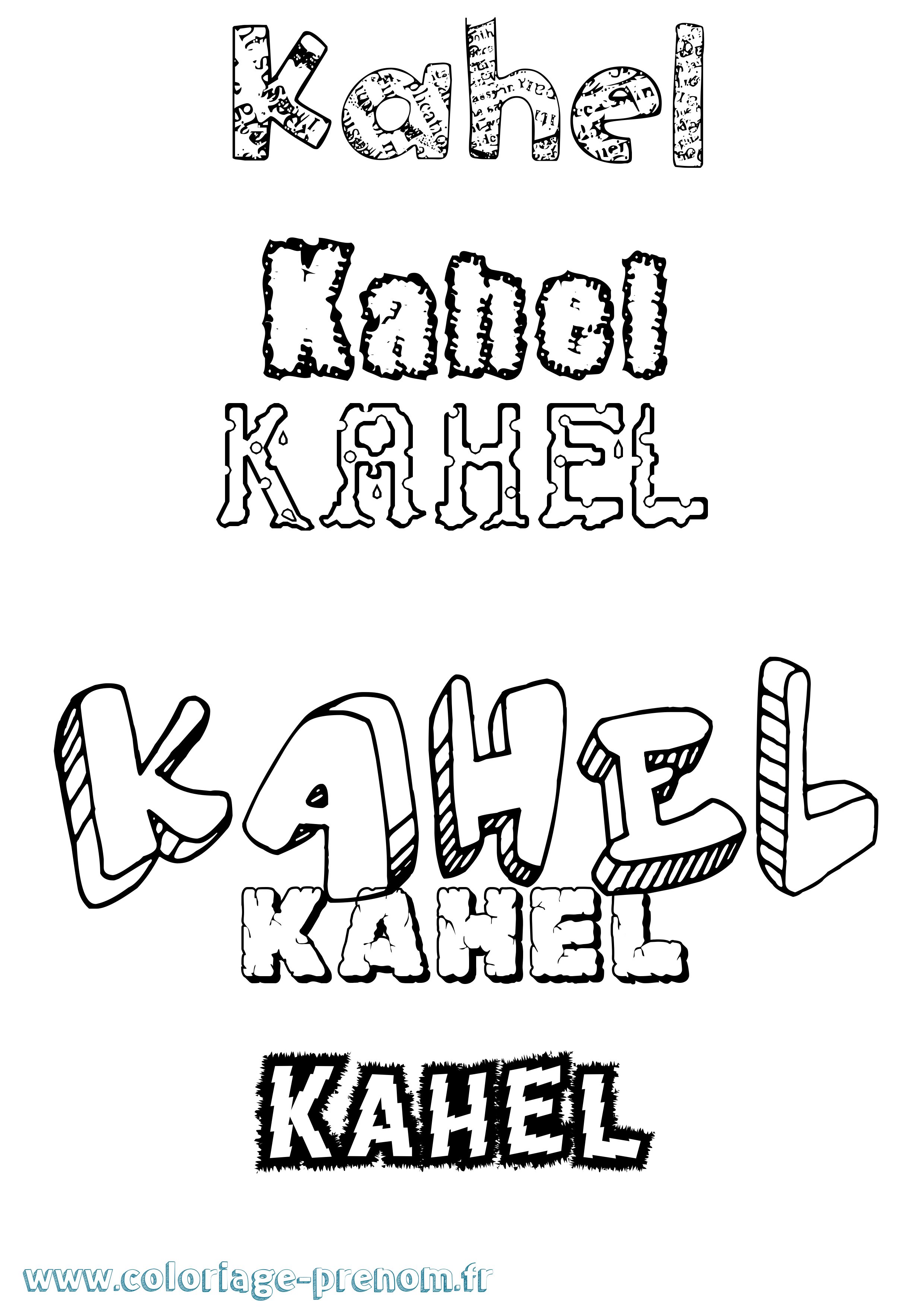 Coloriage Kahel Destructuré Coloriage prénom Kahel Destructuré