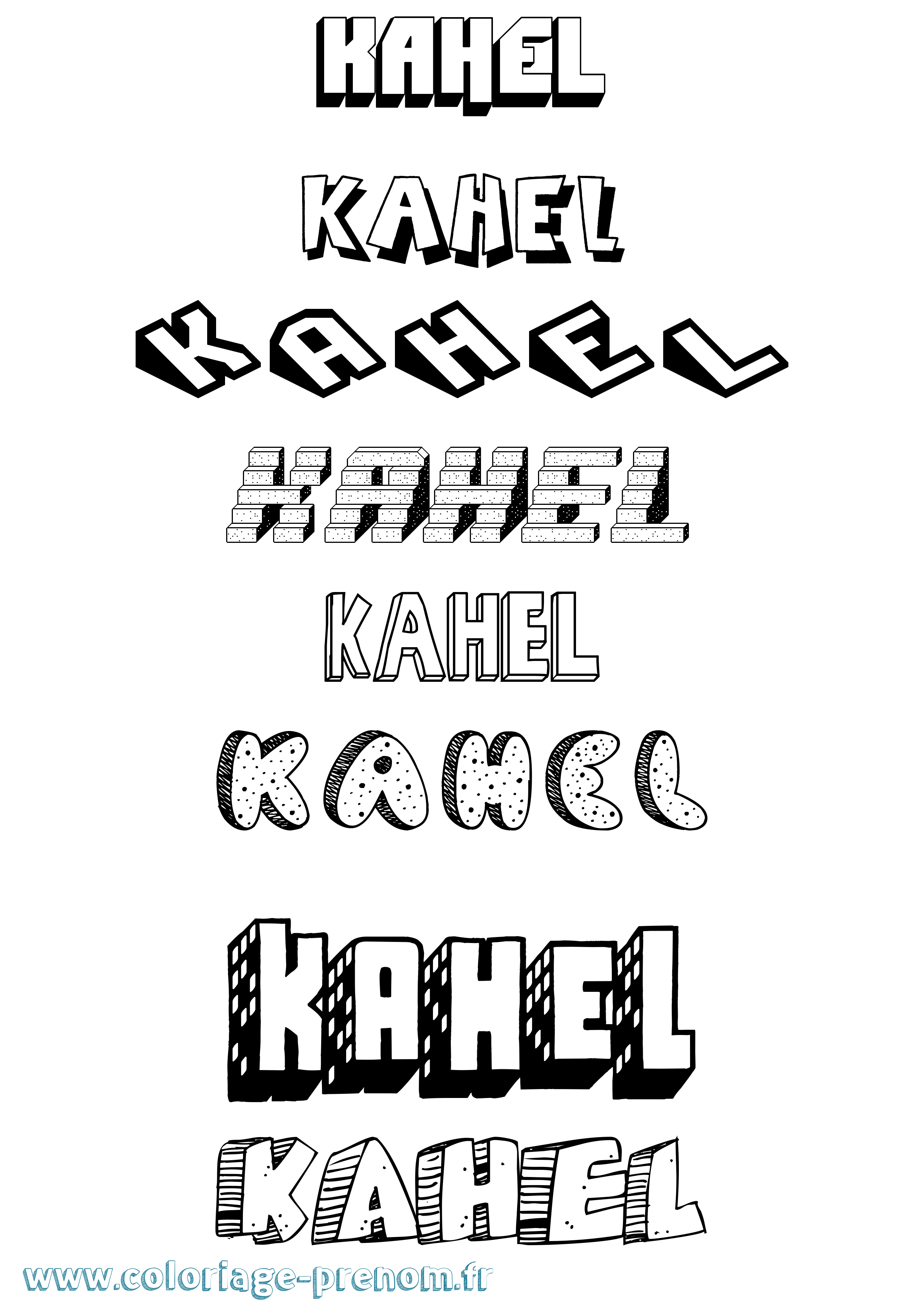 Coloriage Kahel Effet 3D Coloriage prénom Kahel Effet 3D