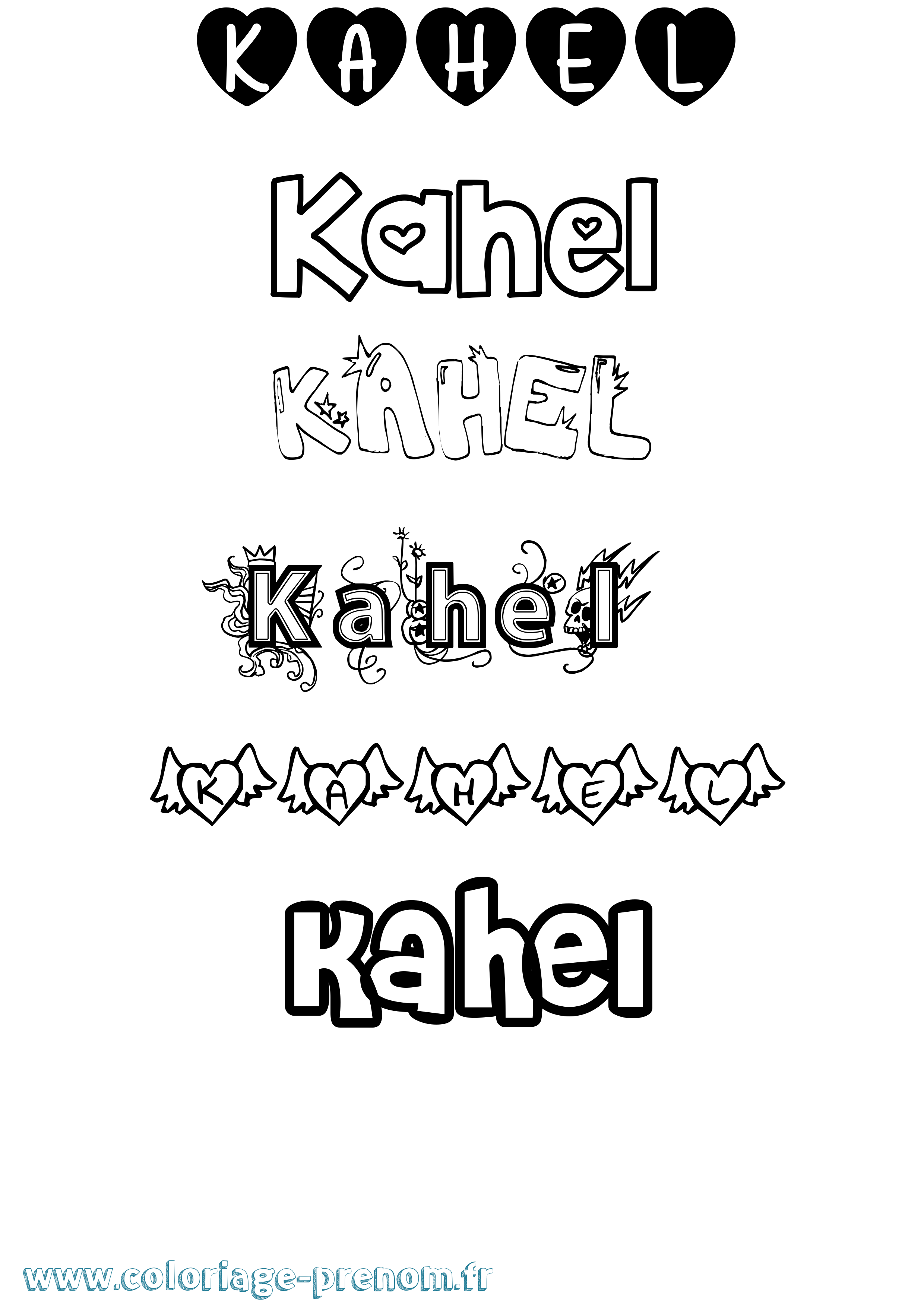 Coloriage Kahel Girly Coloriage prénom Kahel Girly
