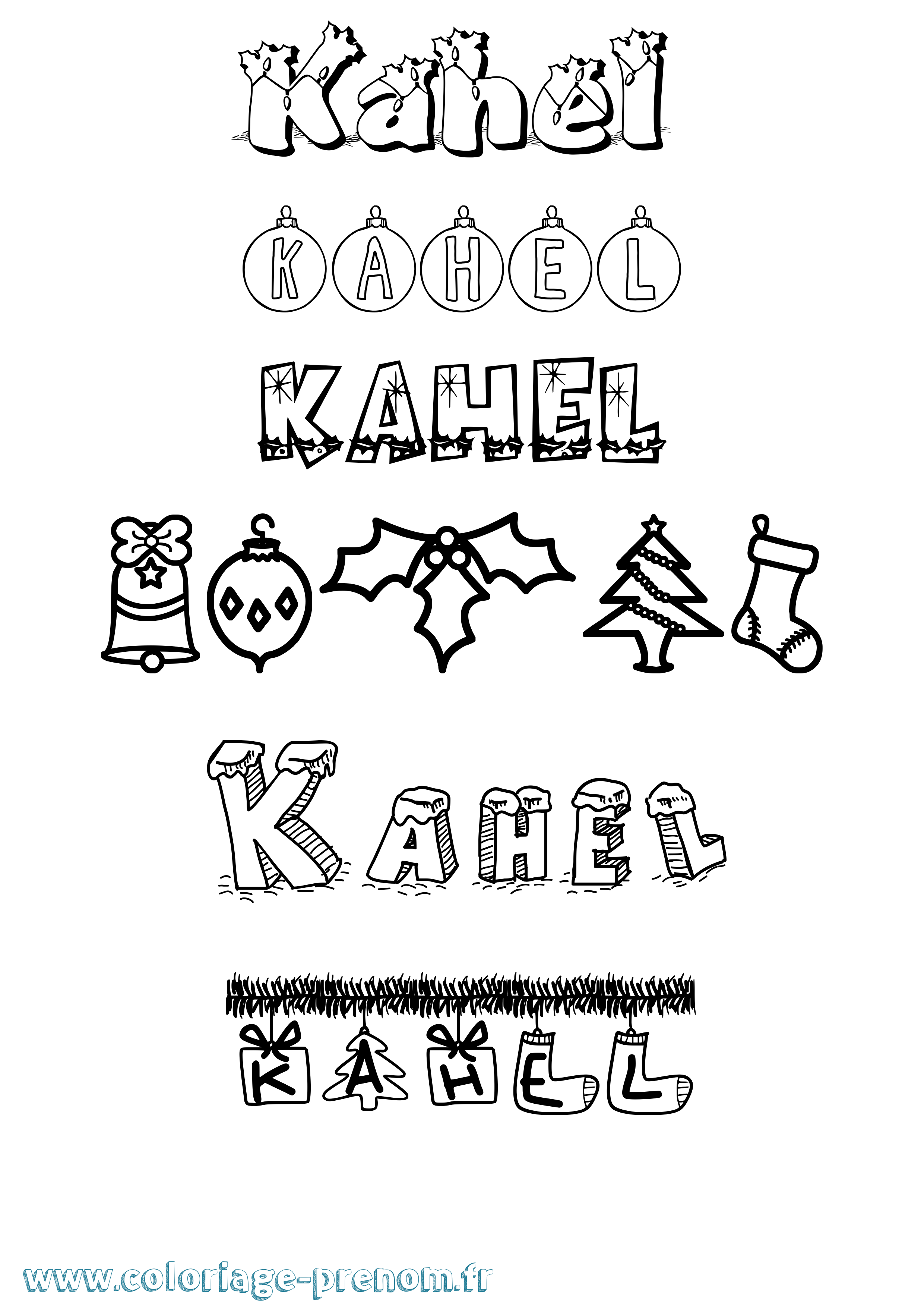 Coloriage Kahel Noël Coloriage prénom Kahel Noël