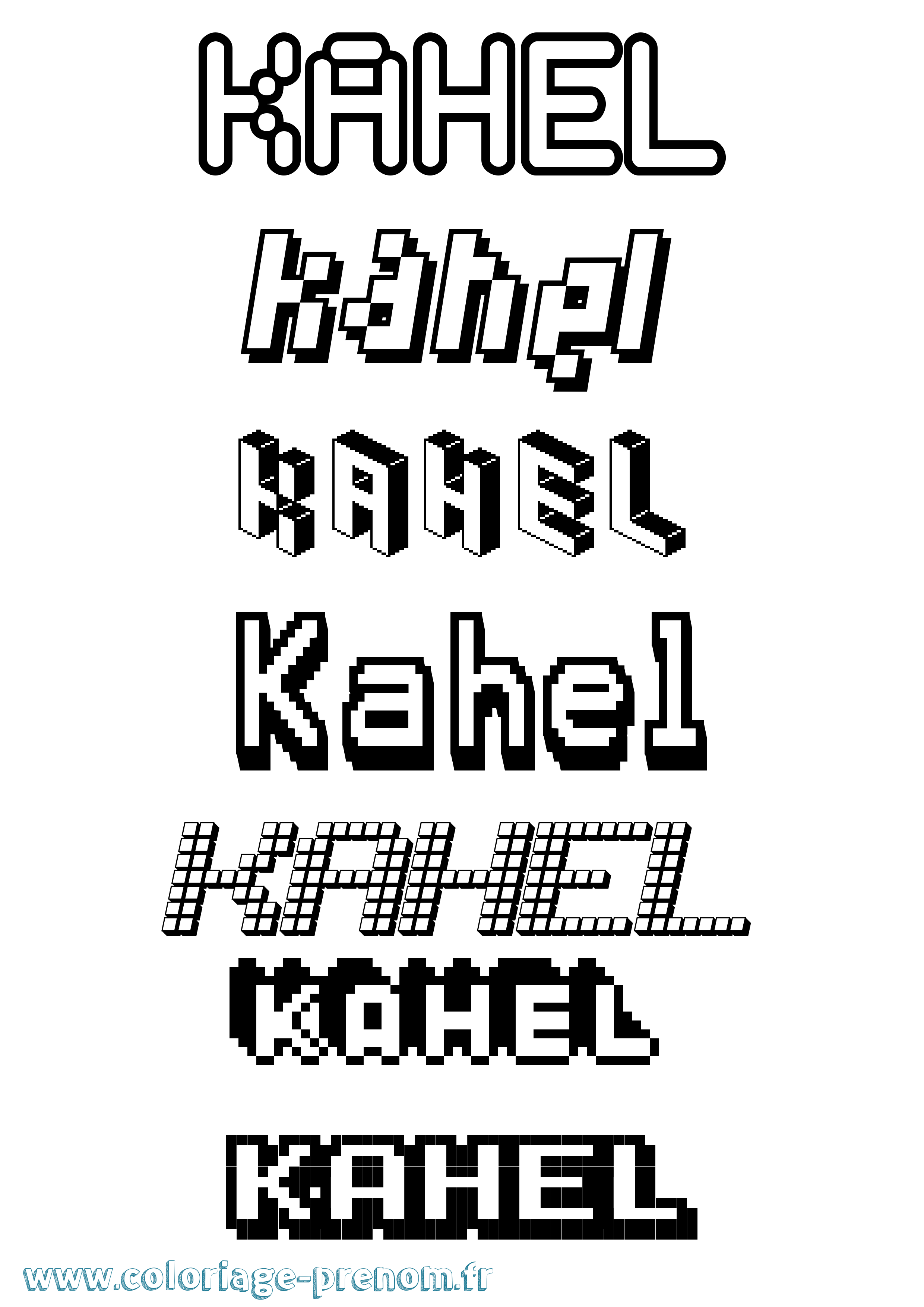 Coloriage Kahel Pixel Coloriage prénom Kahel Pixel