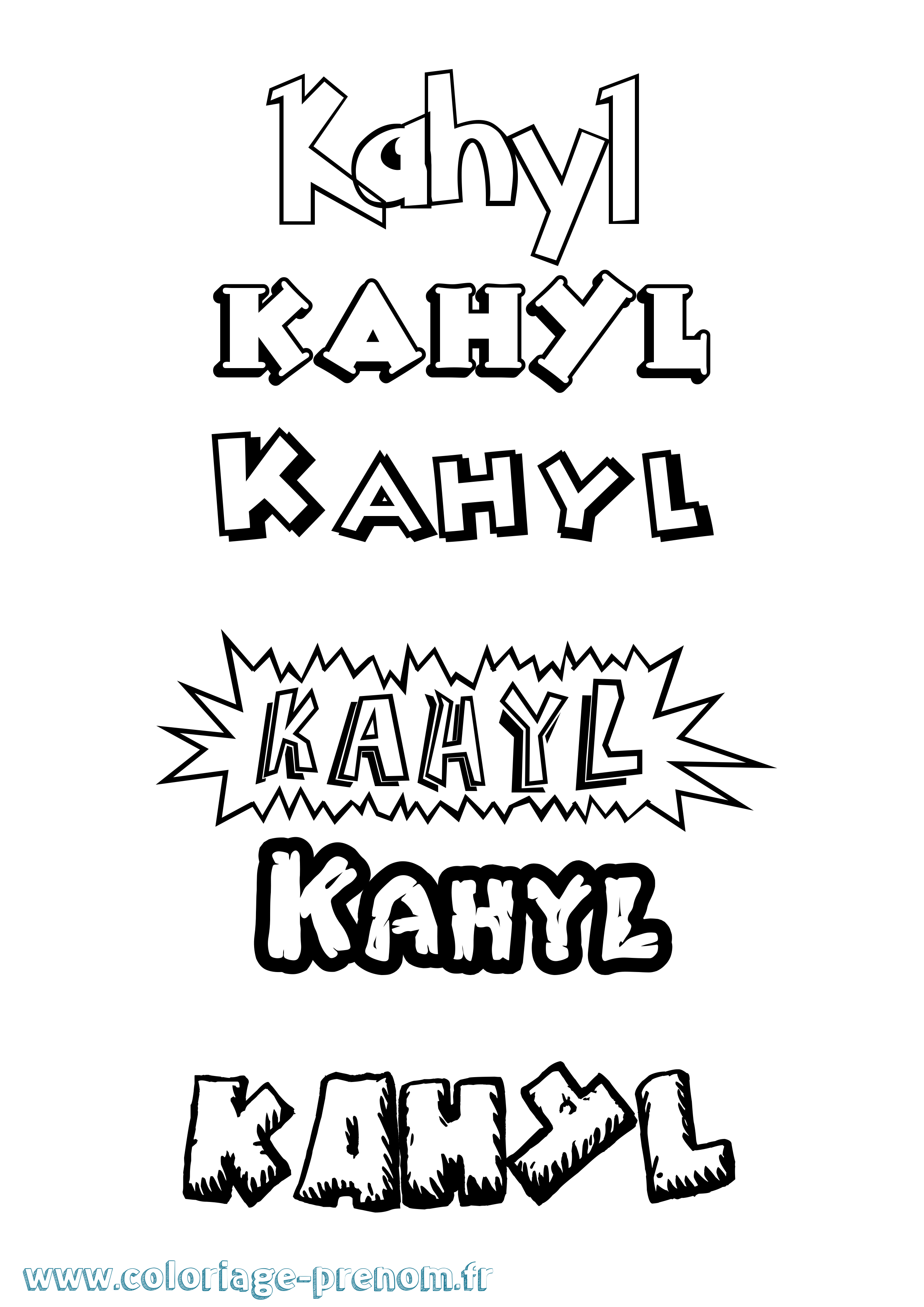 Coloriage Kahyl Dessin Animé Coloriage prénom Kahyl Dessin Animé