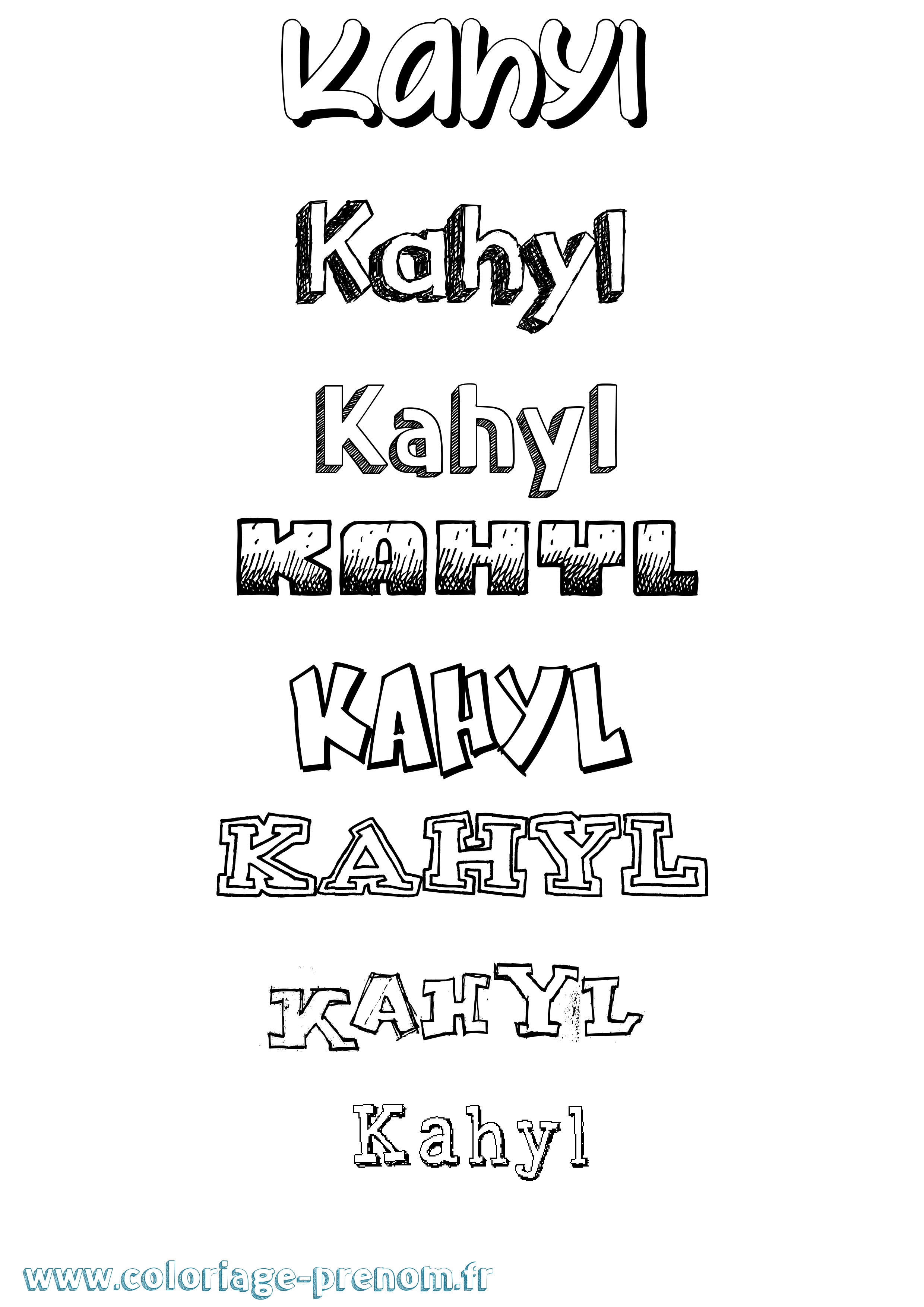 Coloriage Kahyl Dessiné Coloriage prénom Kahyl Dessiné