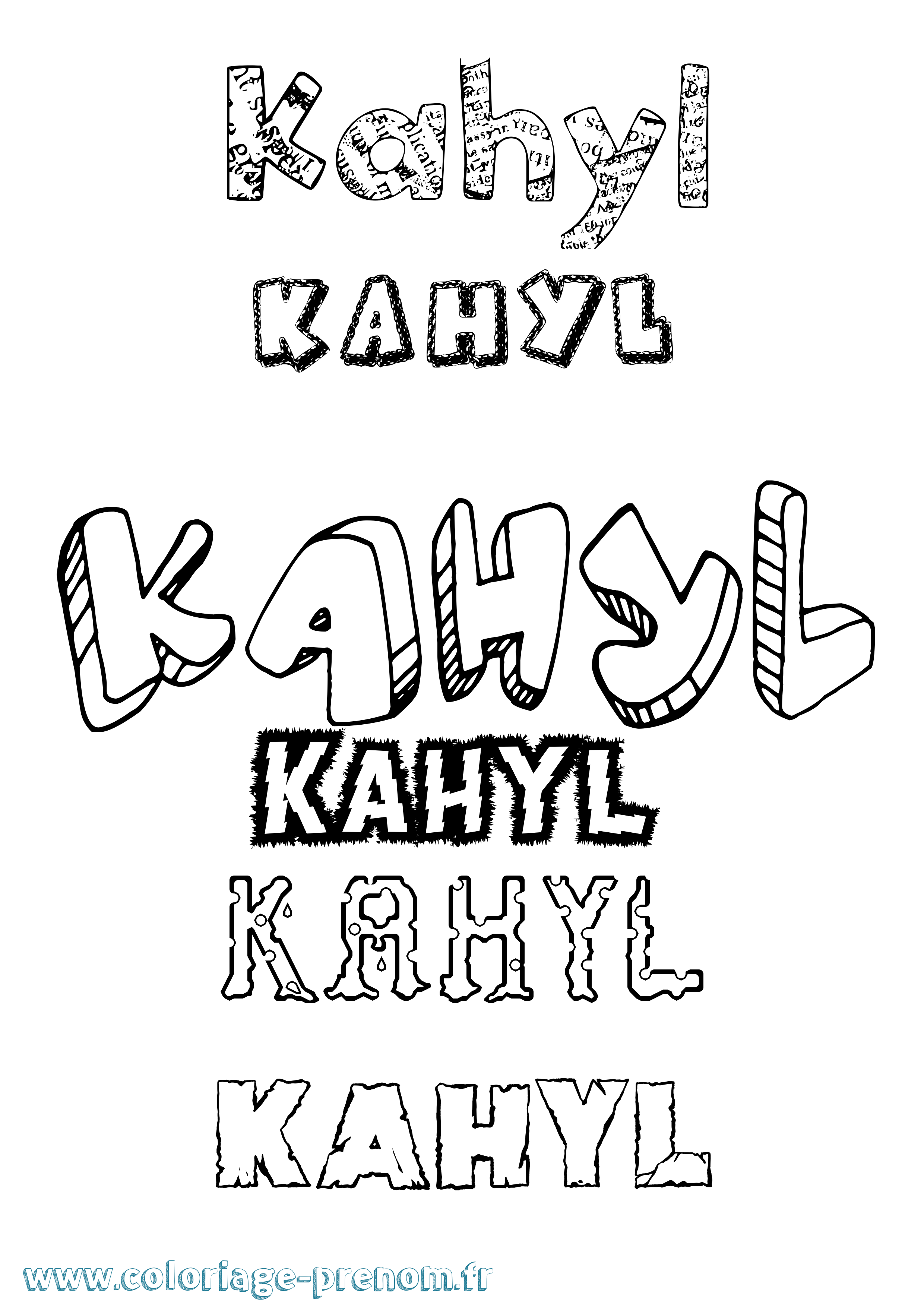 Coloriage Kahyl Destructuré Coloriage prénom Kahyl Destructuré