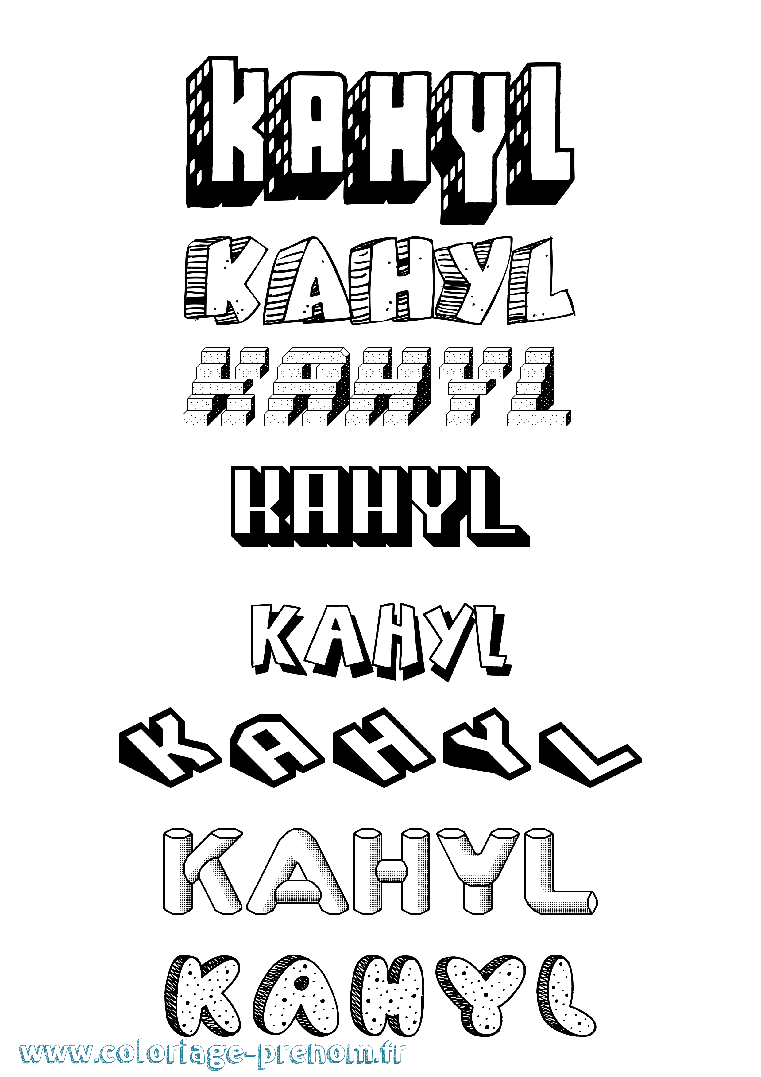 Coloriage Kahyl Effet 3D Coloriage prénom Kahyl Effet 3D