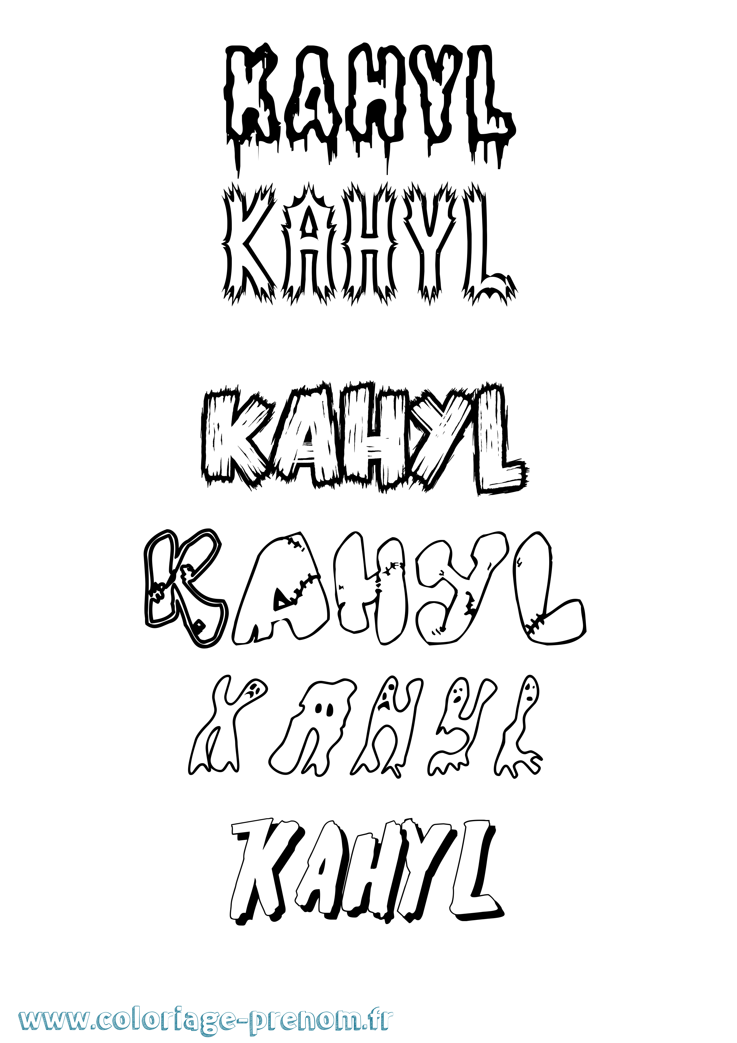 Coloriage Kahyl Frisson Coloriage prénom Kahyl Frisson