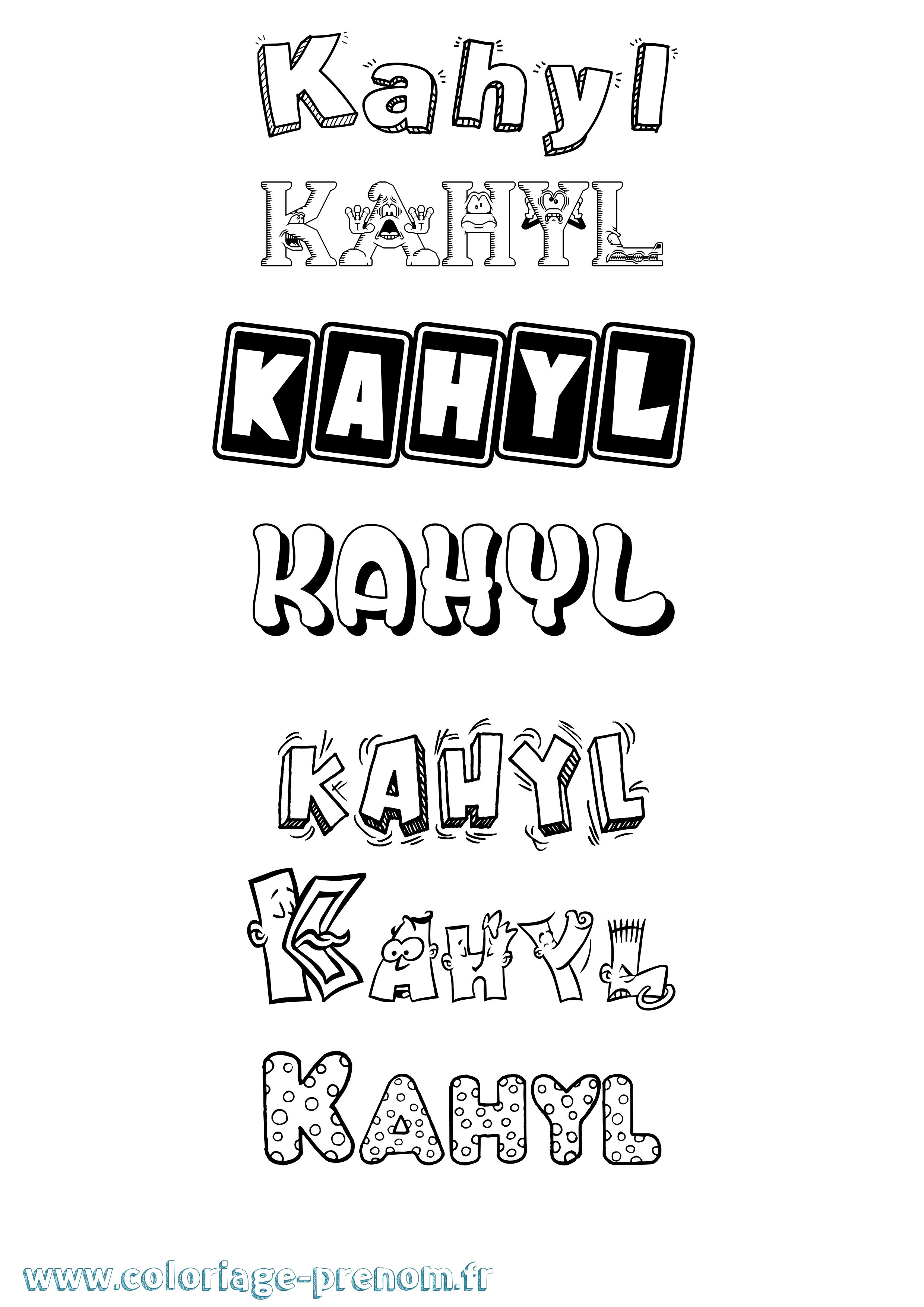 Coloriage Kahyl Fun Coloriage prénom Kahyl Fun