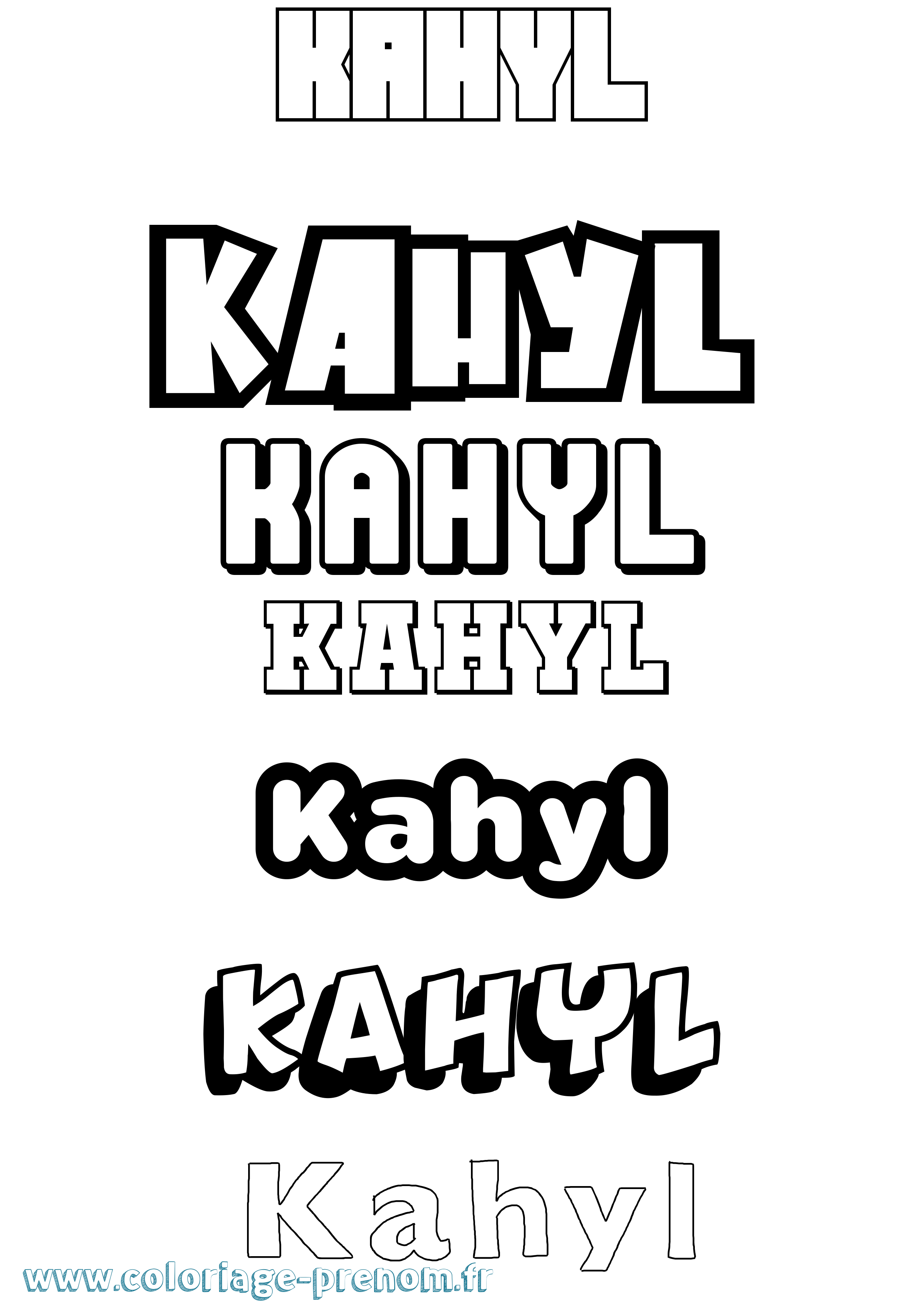 Coloriage Kahyl Simple Coloriage prénom Kahyl Simple