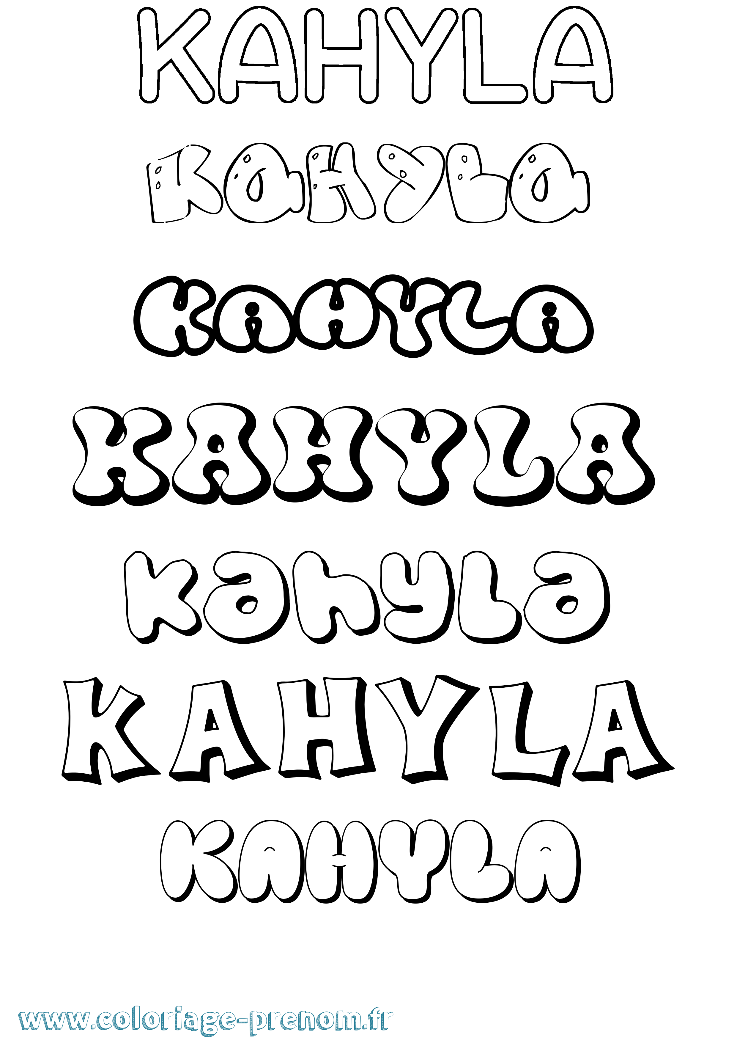Coloriage Kahyla Bubble Coloriage prénom Kahyla Bubble