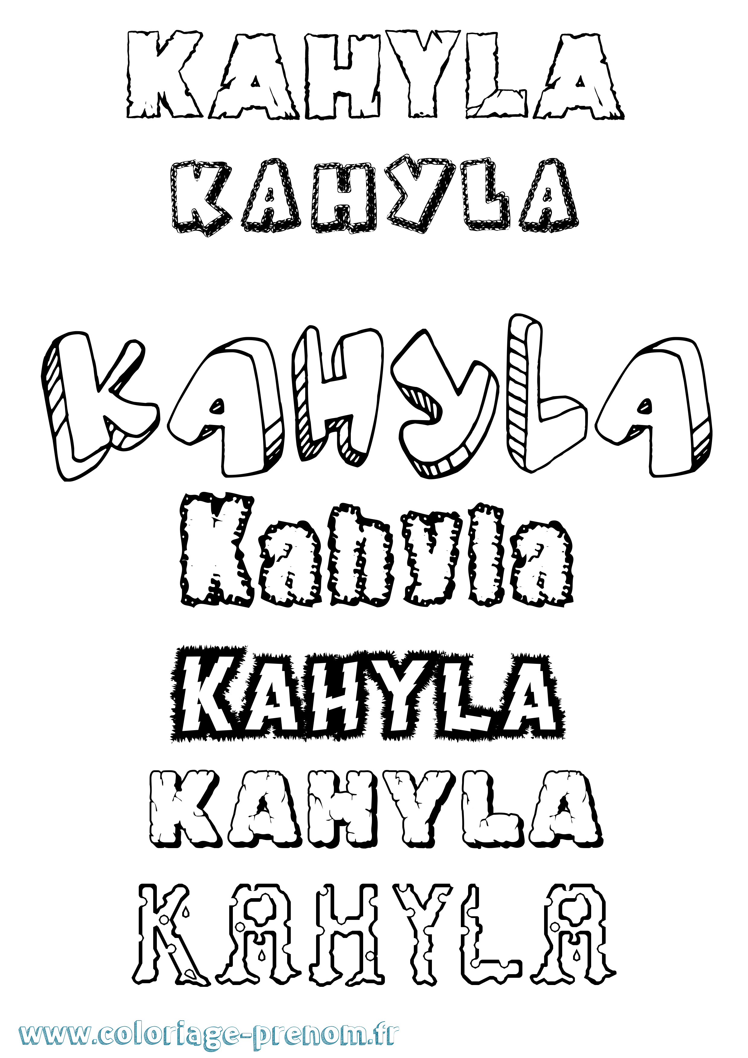 Coloriage Kahyla Destructuré Coloriage prénom Kahyla Destructuré