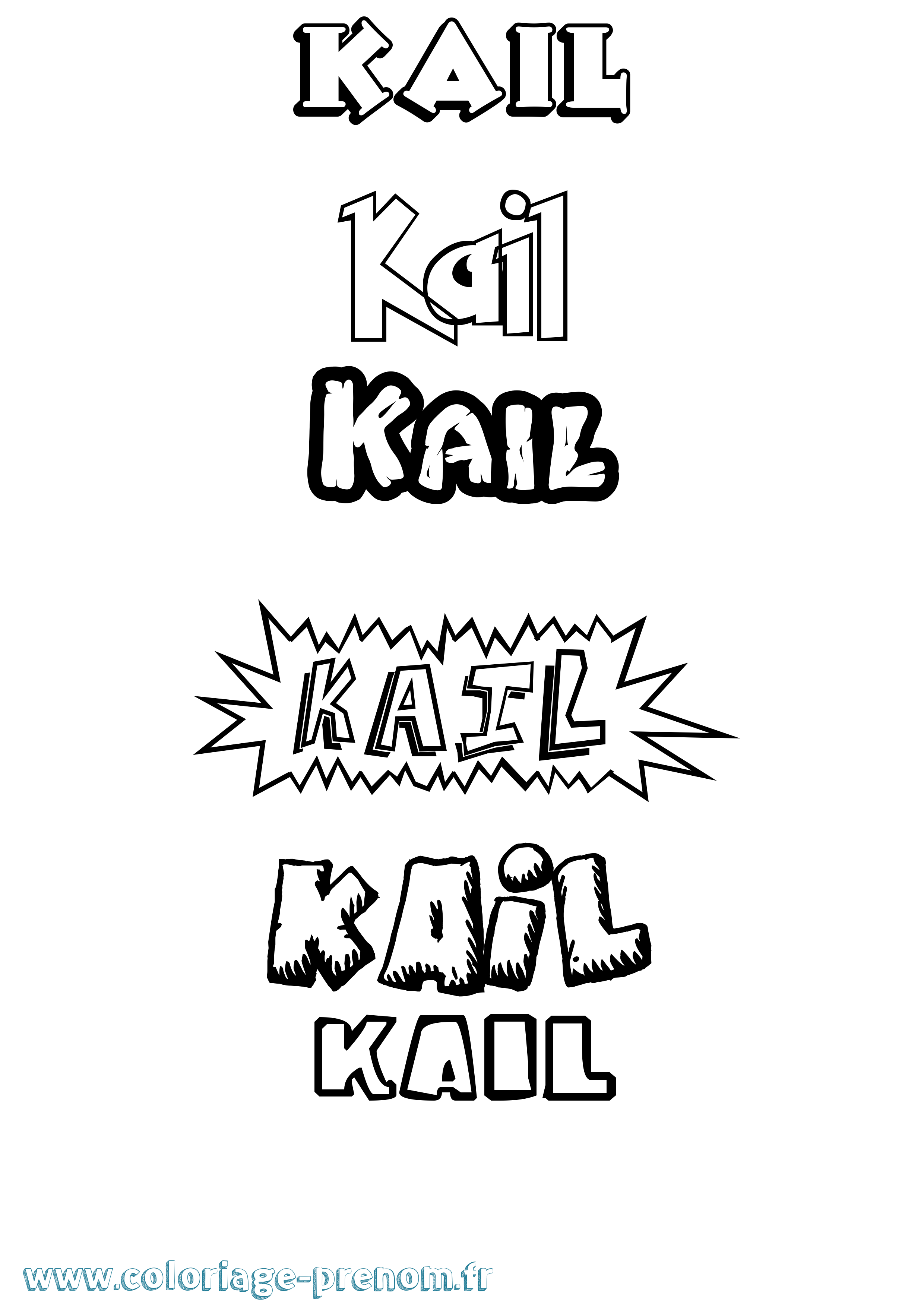 Coloriage Kail Dessin Animé Coloriage prénom Kail Dessin Animé