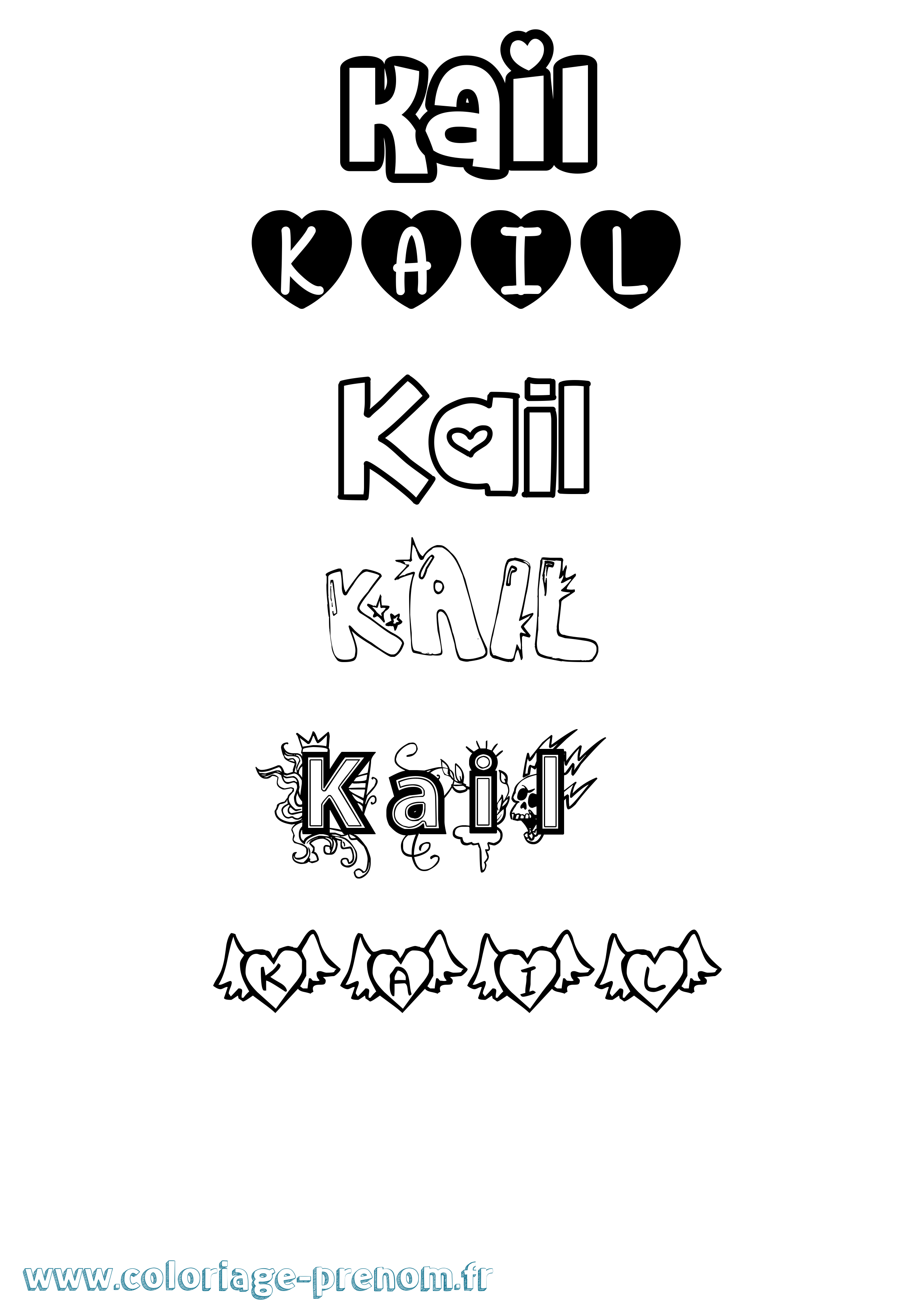 Coloriage Kail Girly Coloriage prénom Kail Girly