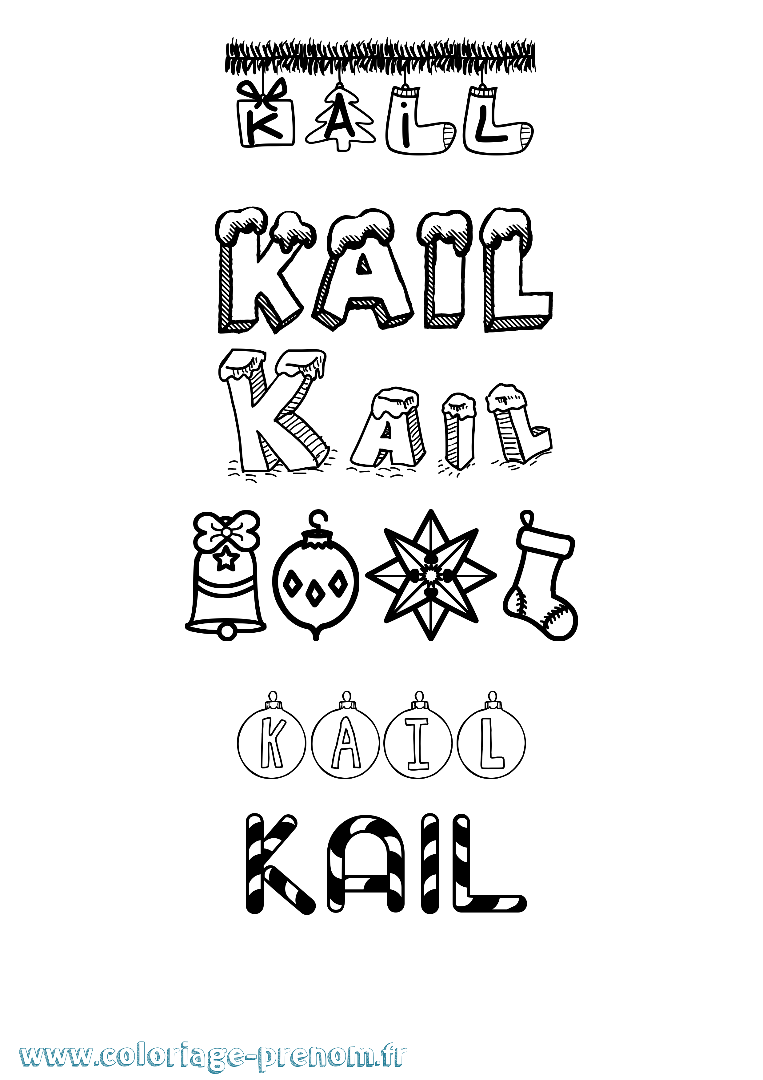Coloriage Kail Noël Coloriage prénom Kail Noël