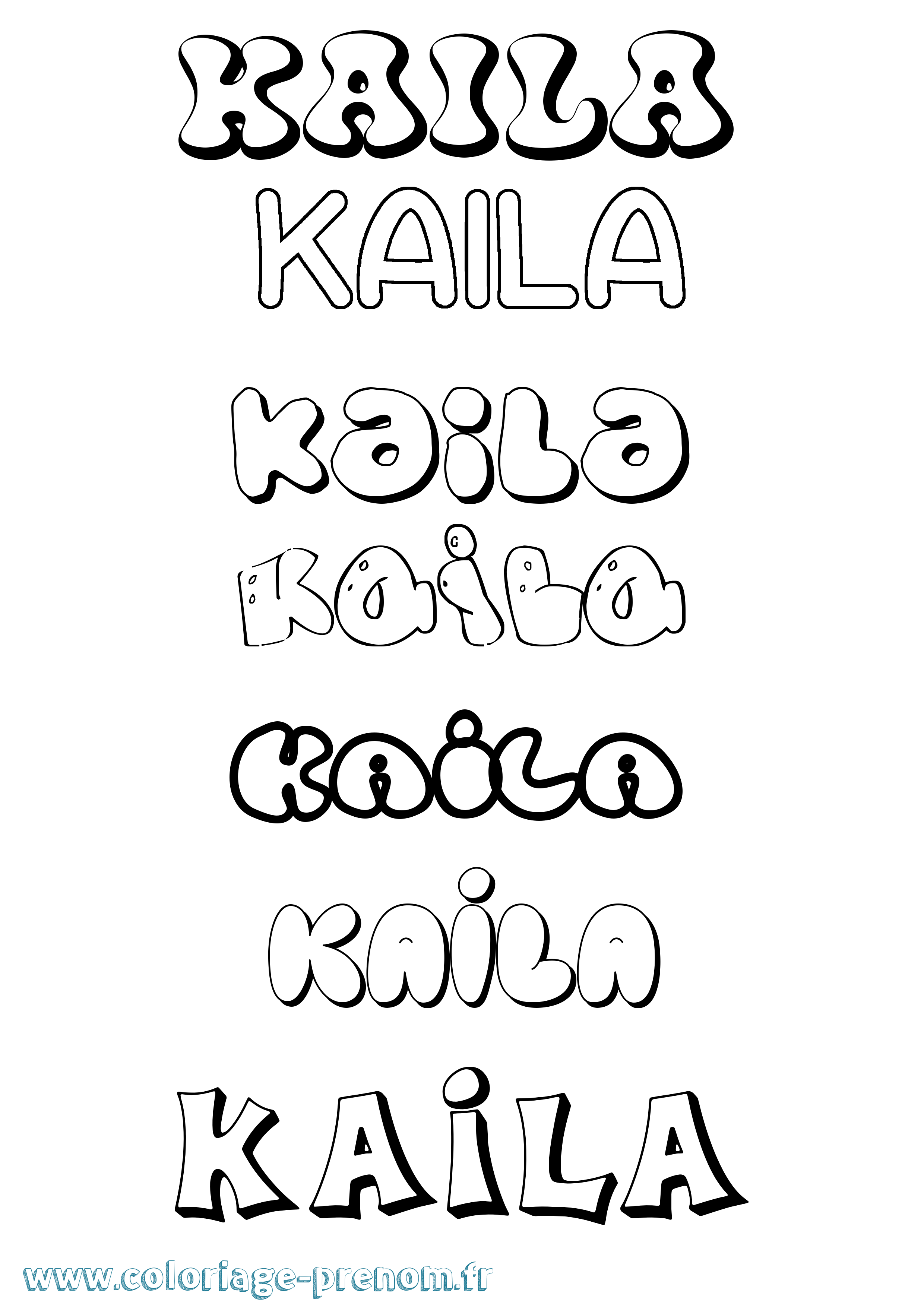 Coloriage Kaila Bubble Coloriage prénom Kaila Bubble