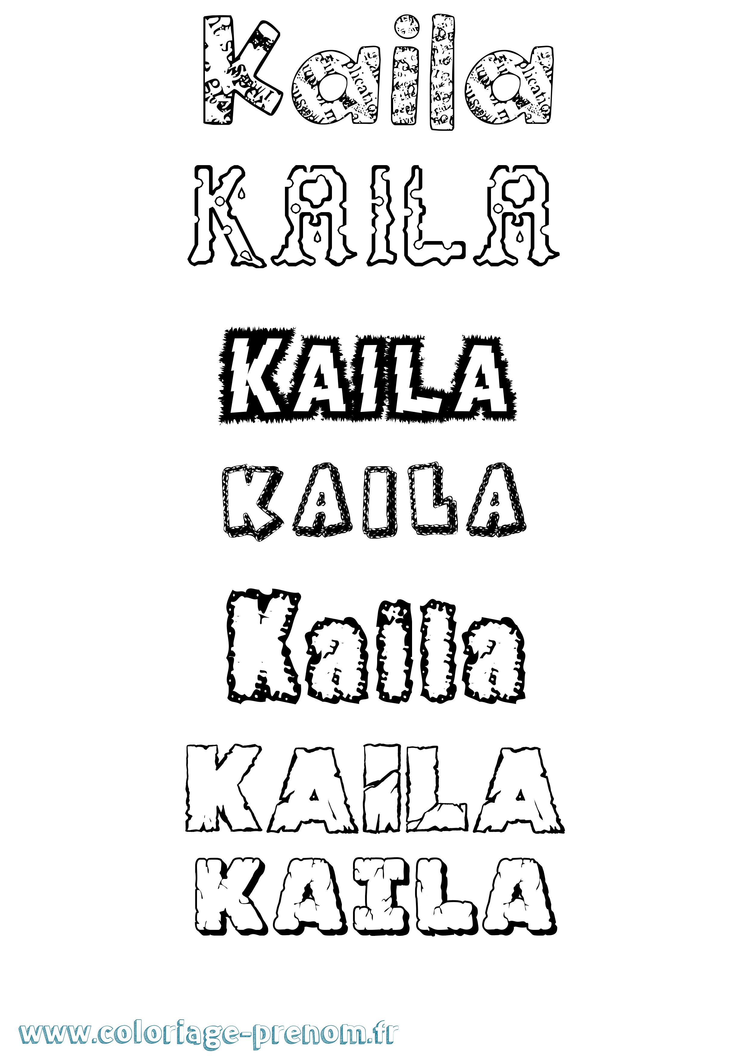 Coloriage Kaila Destructuré Coloriage prénom Kaila Destructuré