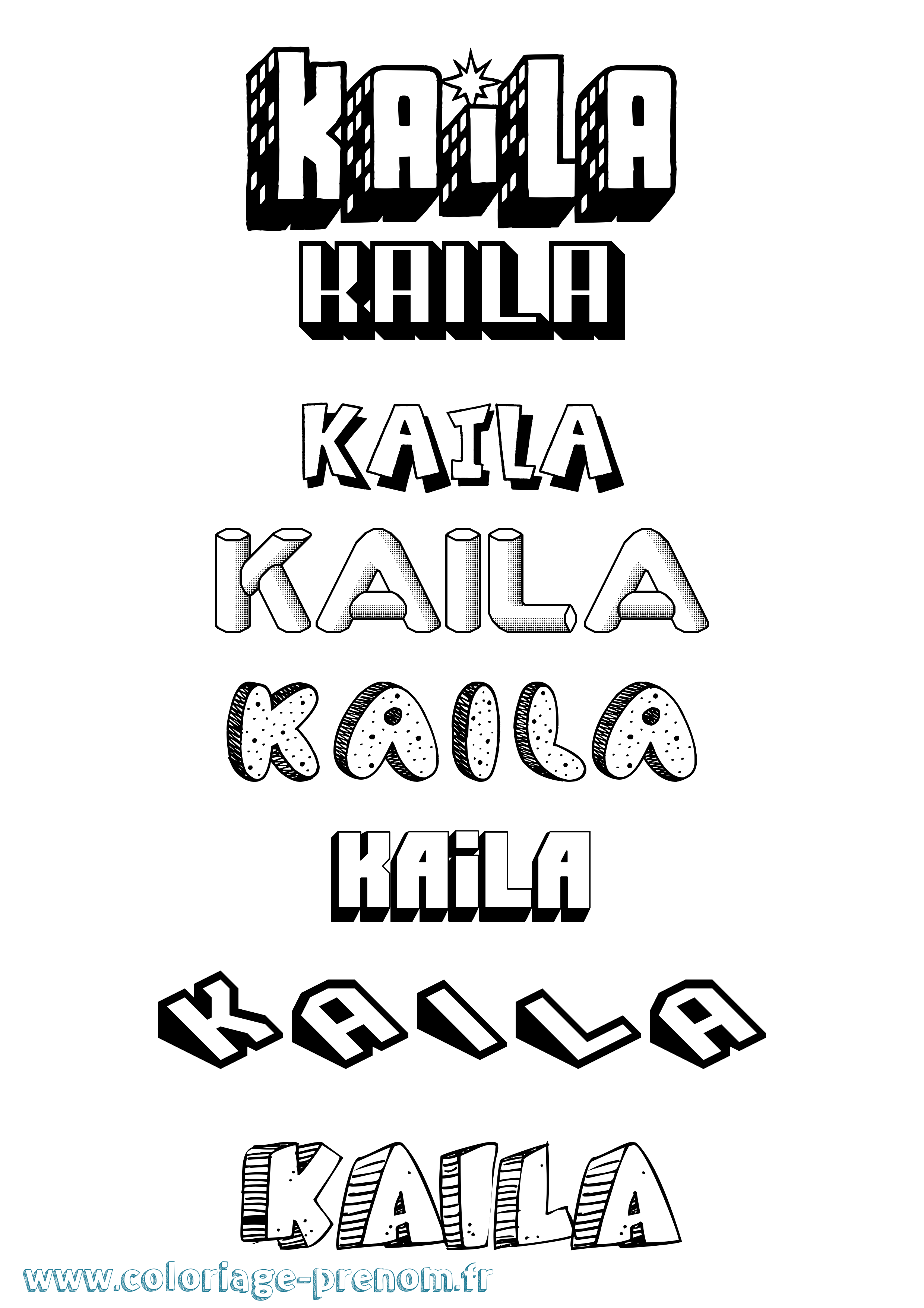 Coloriage Kaila Effet 3D Coloriage prénom Kaila Effet 3D