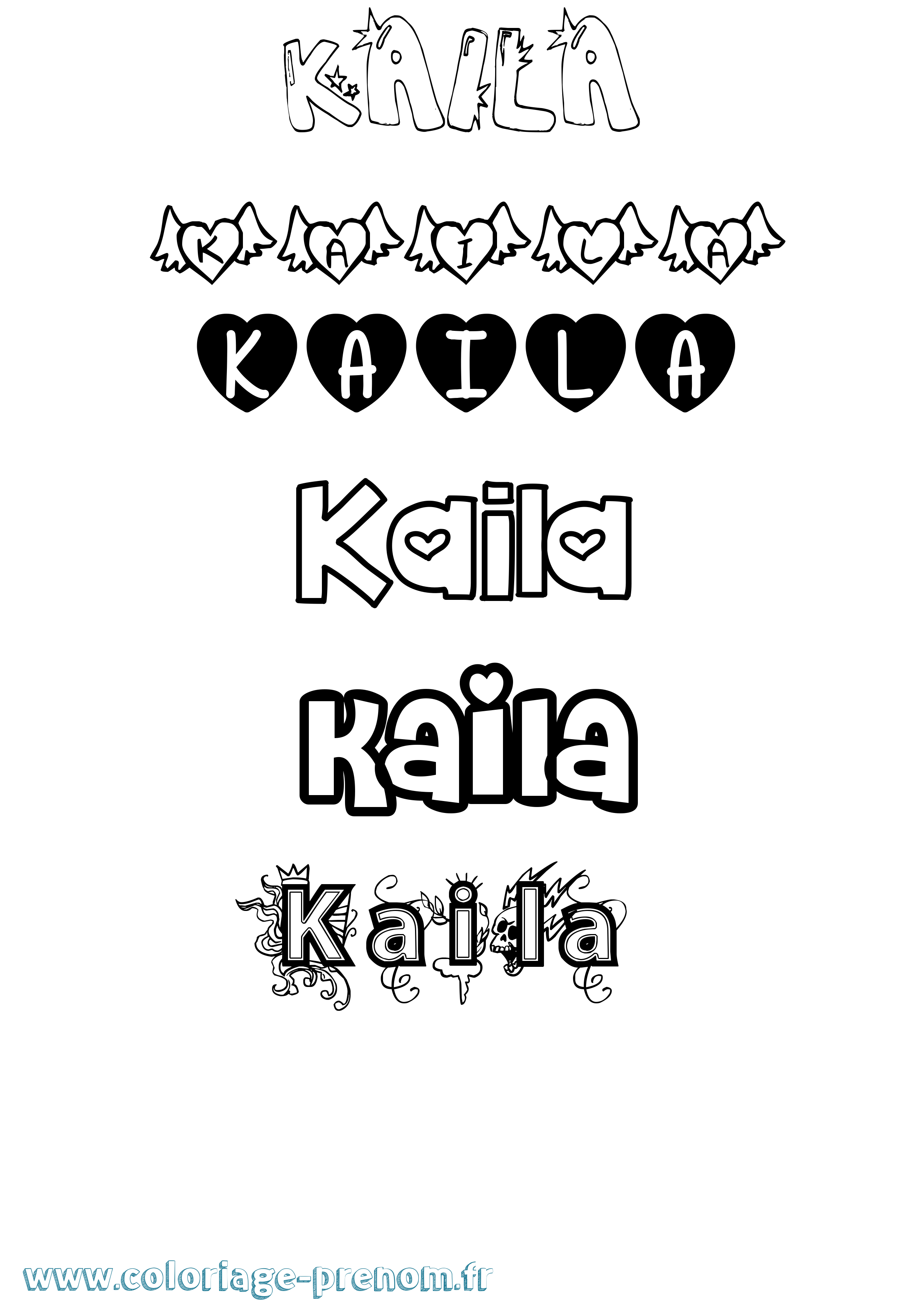 Coloriage Kaila Girly Coloriage prénom Kaila Girly