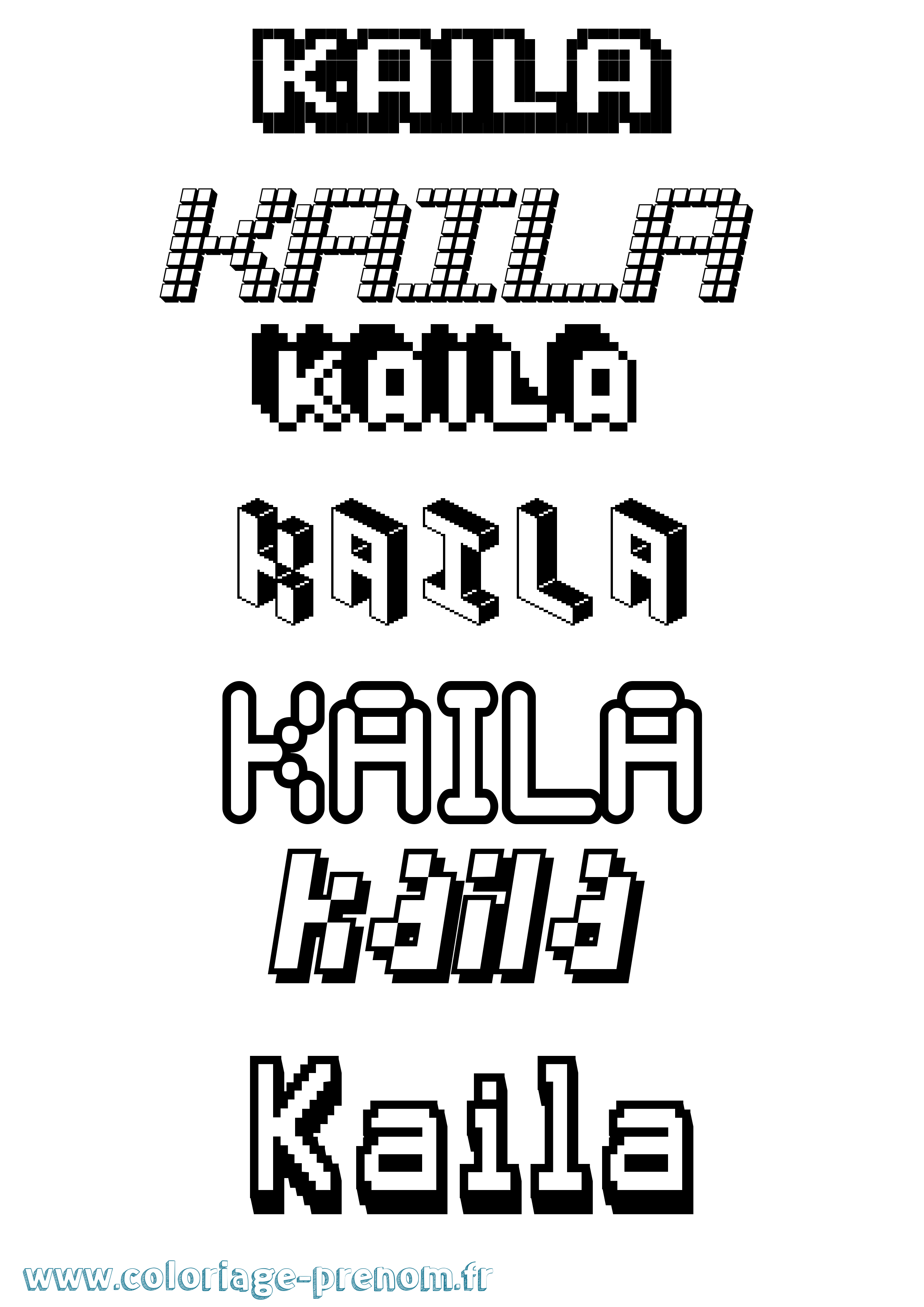 Coloriage Kaila Pixel Coloriage prénom Kaila Pixel