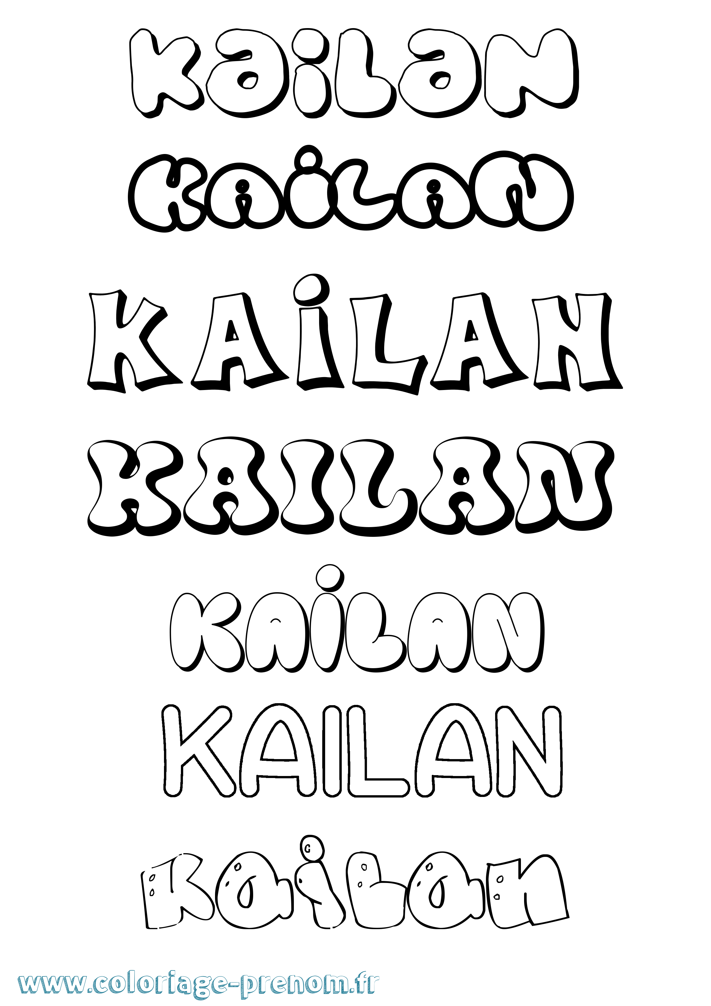 Coloriage Kailan Bubble Coloriage prénom Kailan Bubble