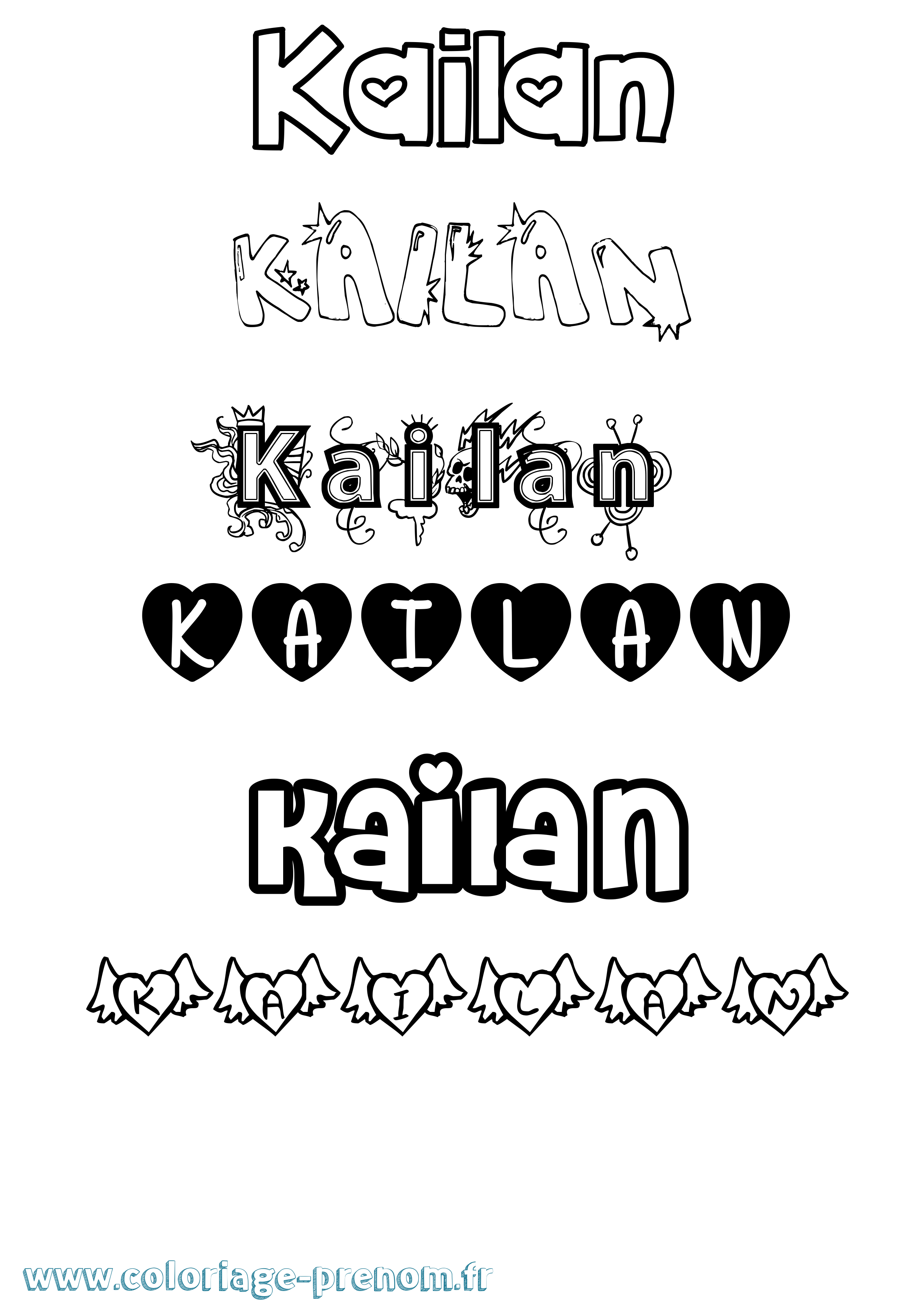 Coloriage Kailan Girly Coloriage prénom Kailan Girly