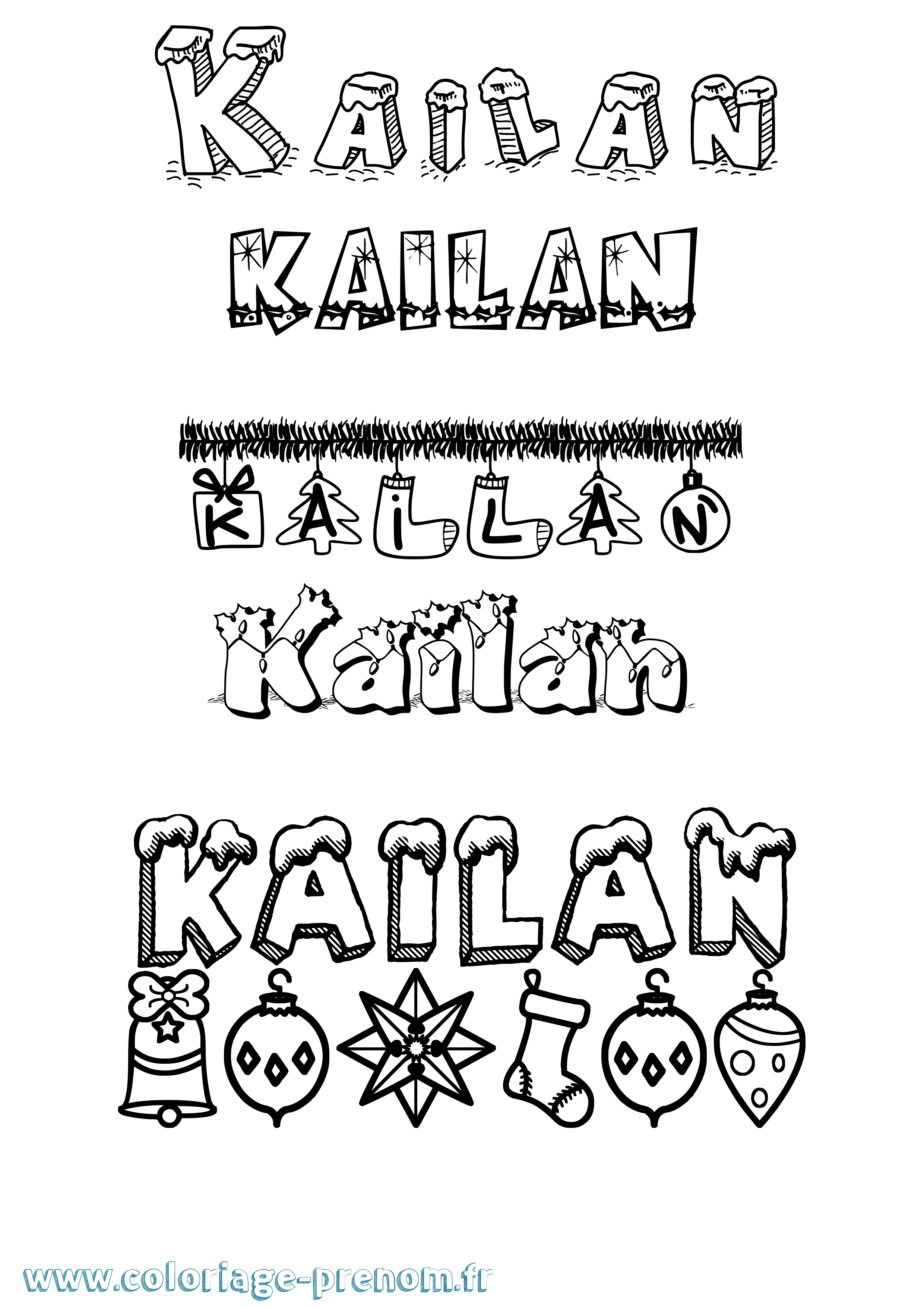 Coloriage Kailan Noël Coloriage prénom Kailan Noël