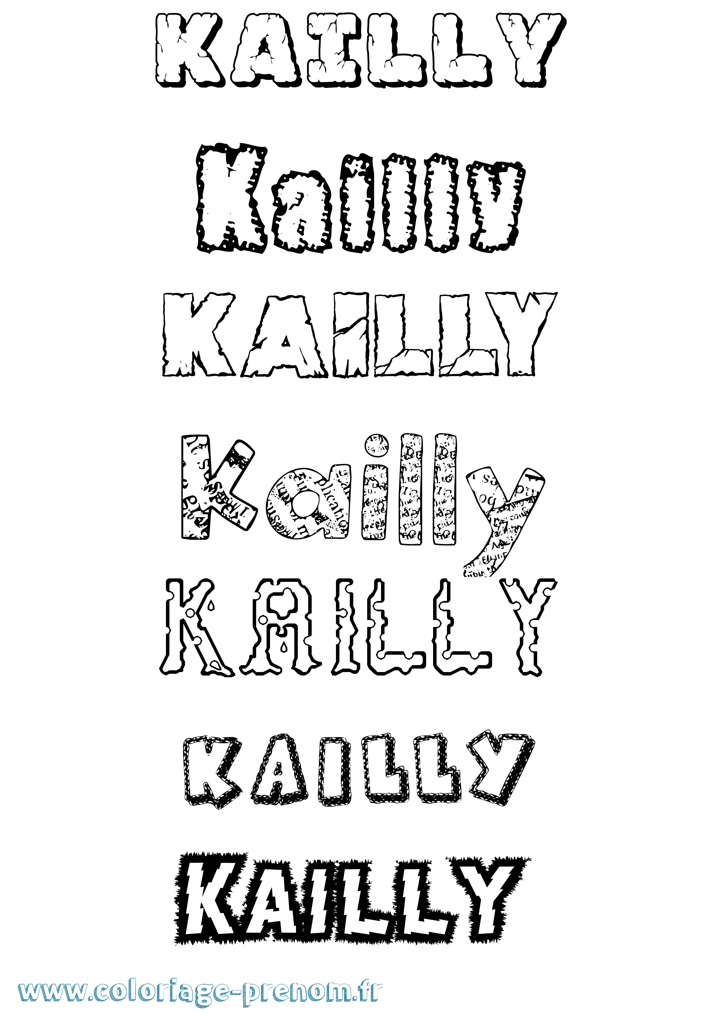 Coloriage Kailly Destructuré Coloriage prénom Kailly Destructuré