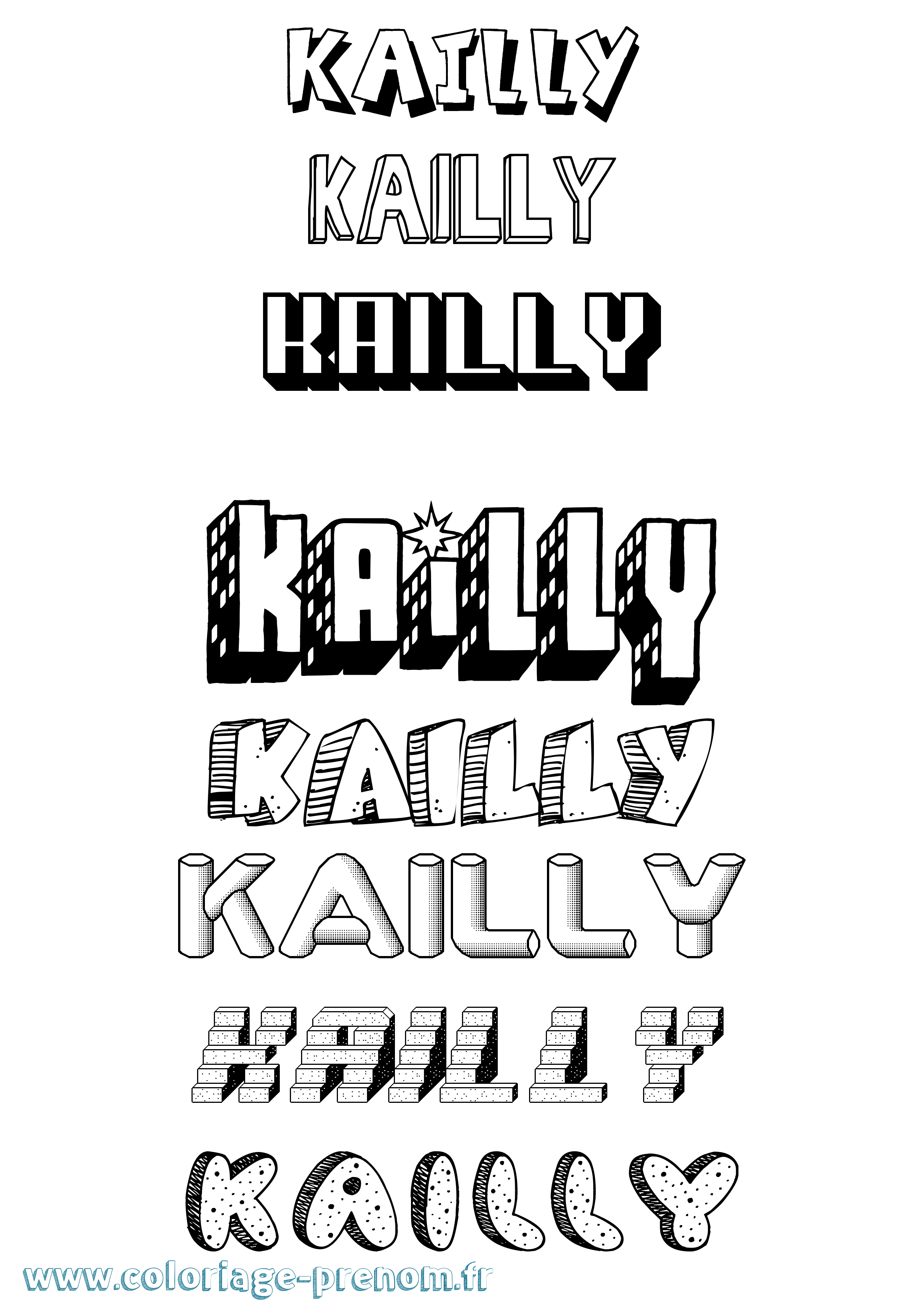 Coloriage Kailly Effet 3D Coloriage prénom Kailly Effet 3D