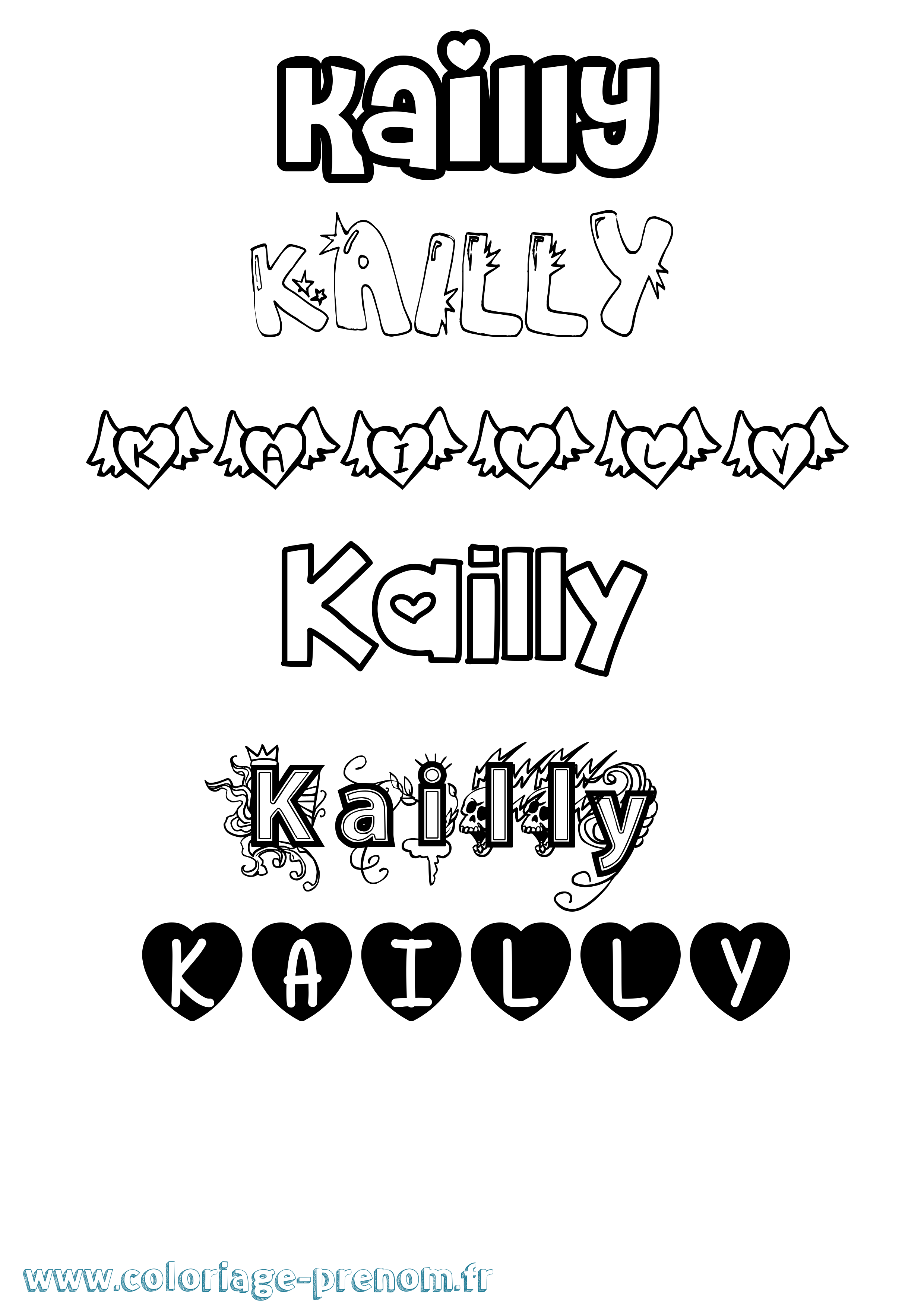 Coloriage Kailly Girly Coloriage prénom Kailly Girly