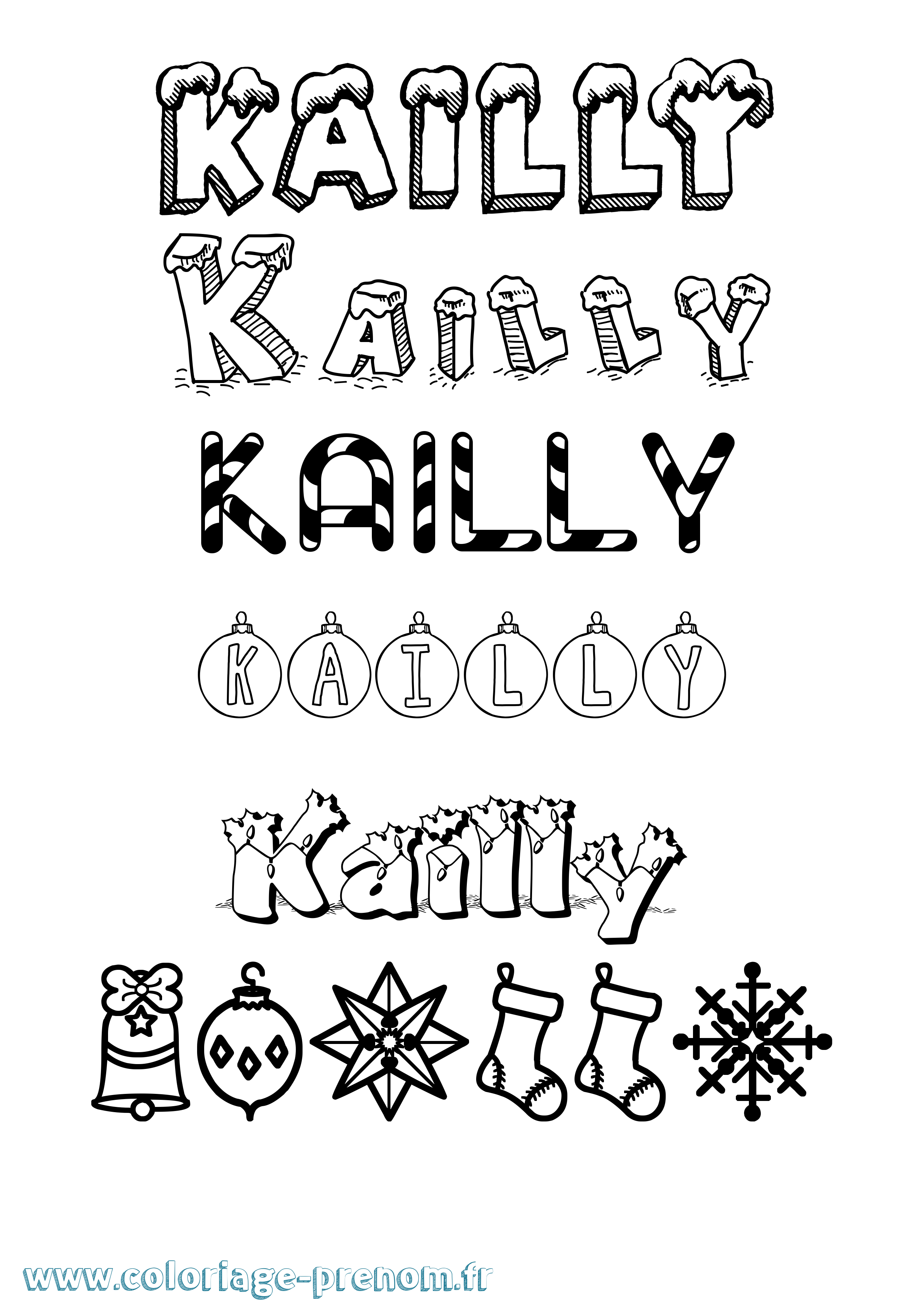 Coloriage Kailly Noël Coloriage prénom Kailly Noël