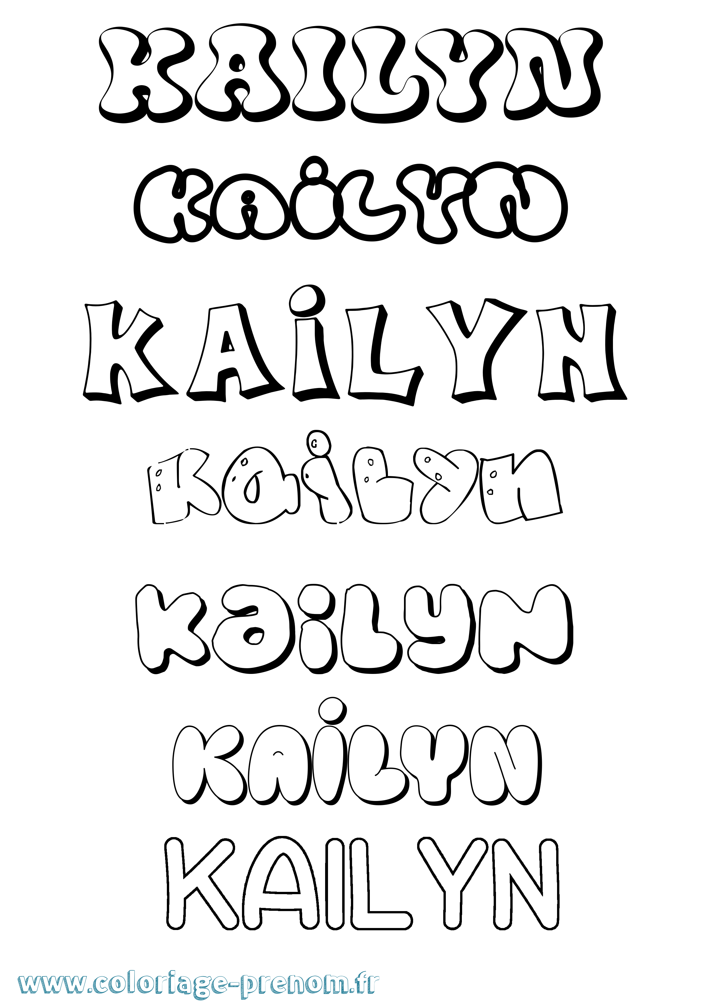 Coloriage Kailyn Bubble Coloriage prénom Kailyn Bubble