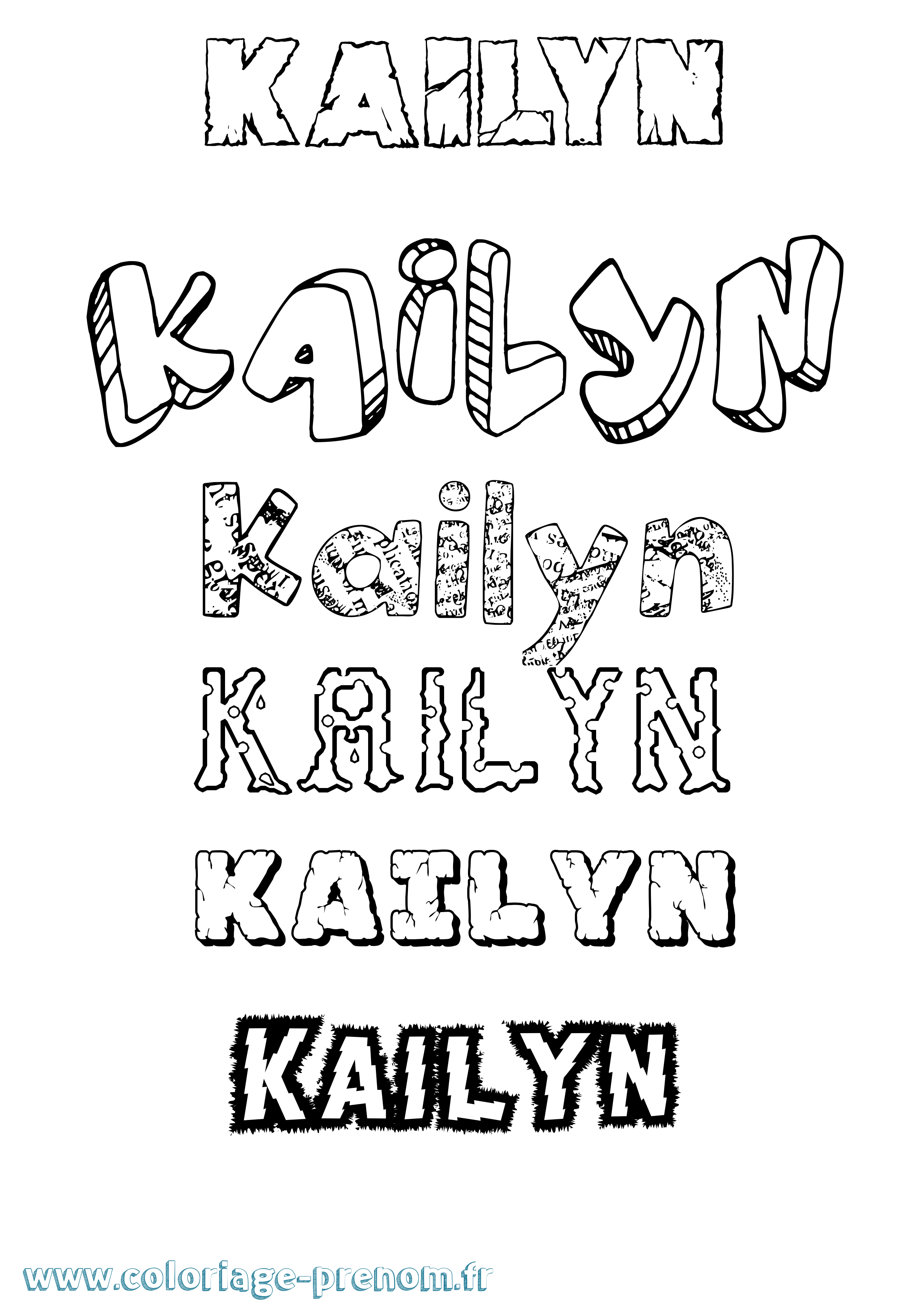 Coloriage Kailyn Destructuré Coloriage prénom Kailyn Destructuré