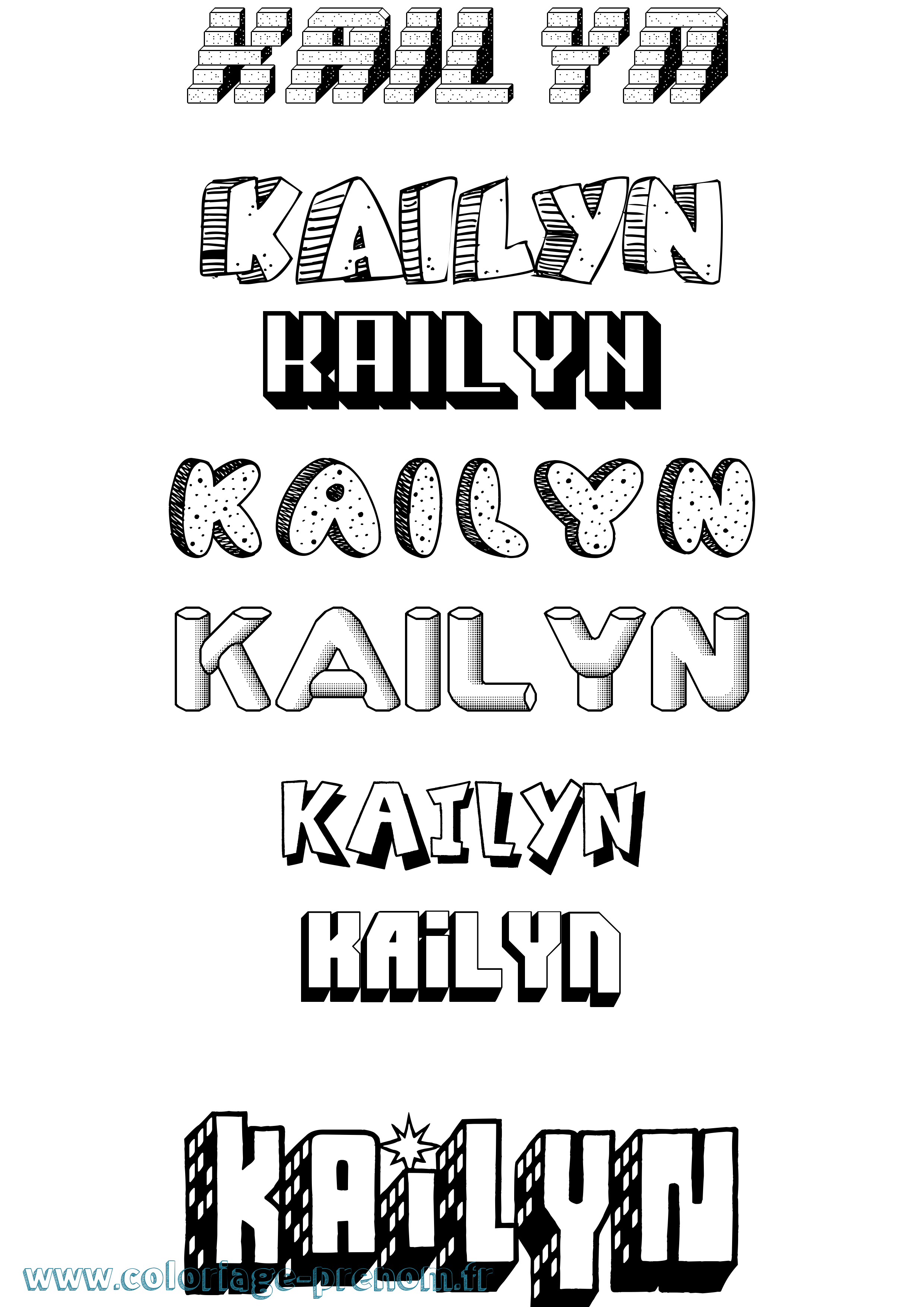 Coloriage Kailyn Effet 3D Coloriage prénom Kailyn Effet 3D