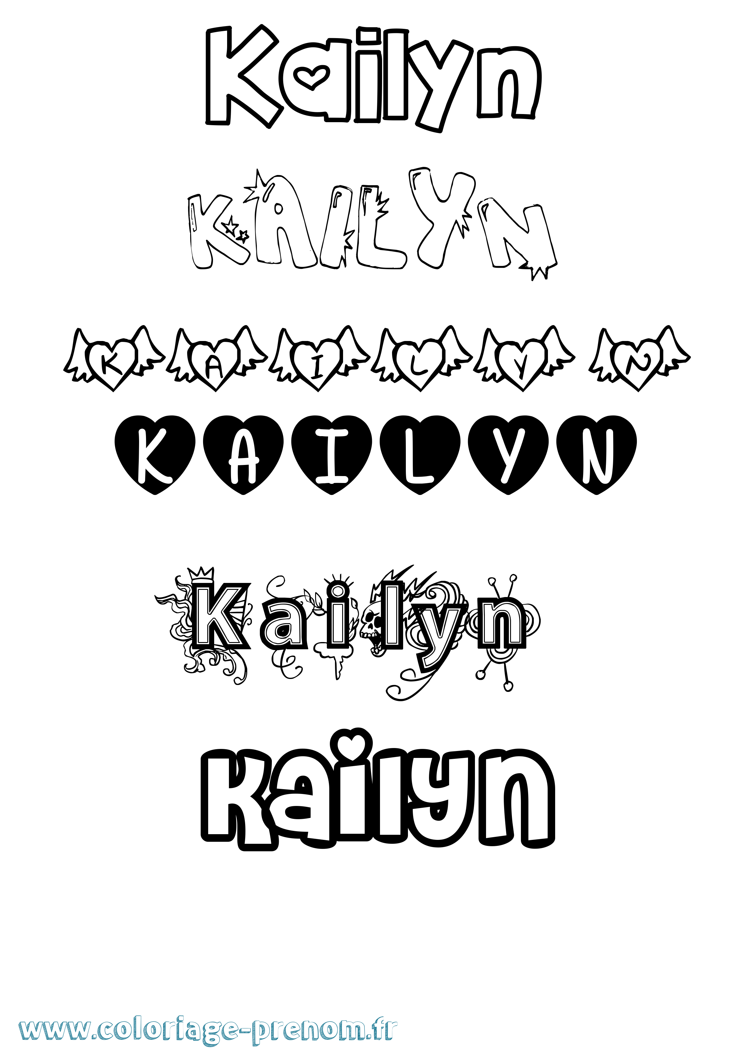 Coloriage Kailyn Girly Coloriage prénom Kailyn Girly