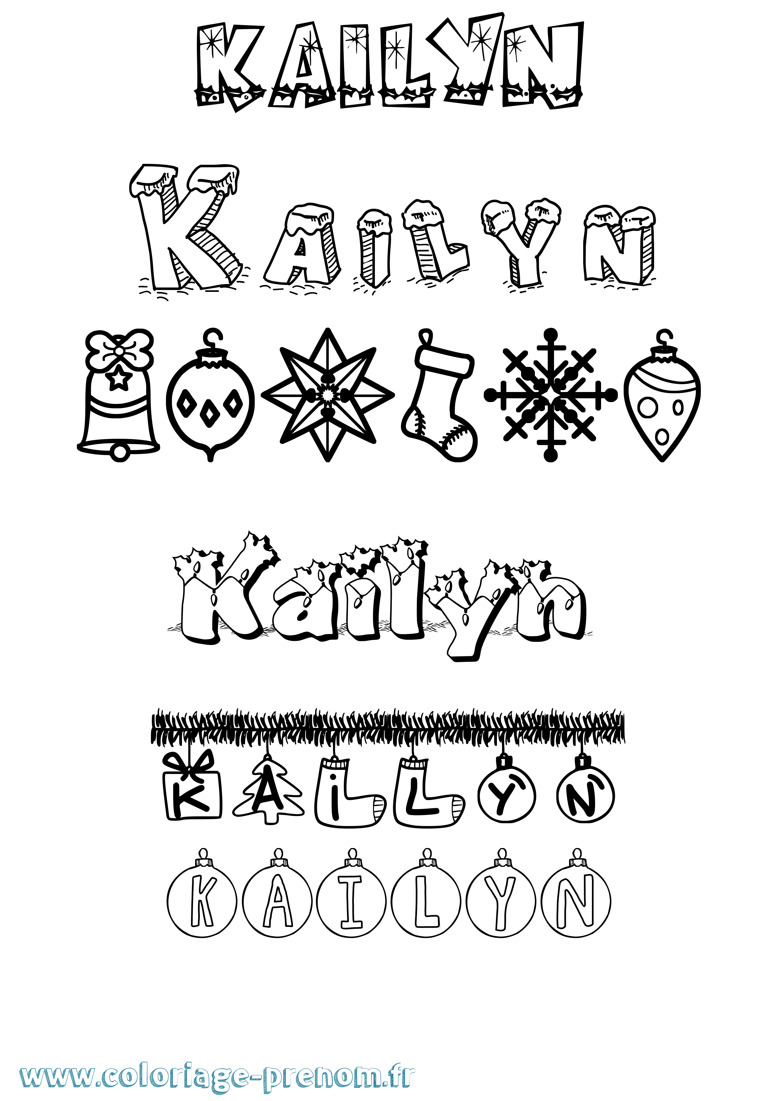 Coloriage Kailyn Noël Coloriage prénom Kailyn Noël