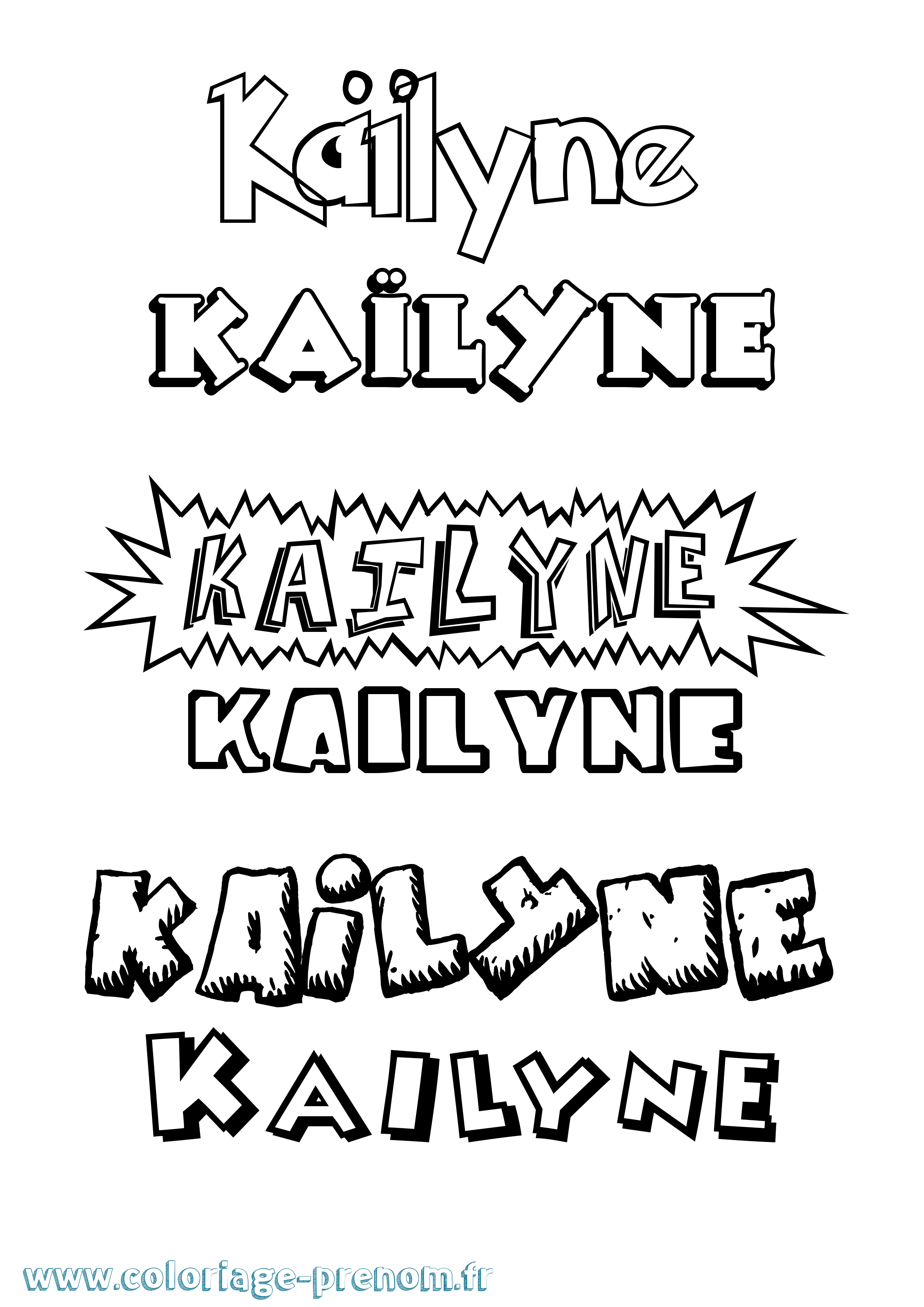 Coloriage Kaïlyne Dessin Animé Coloriage prénom Kaïlyne Dessin Animé