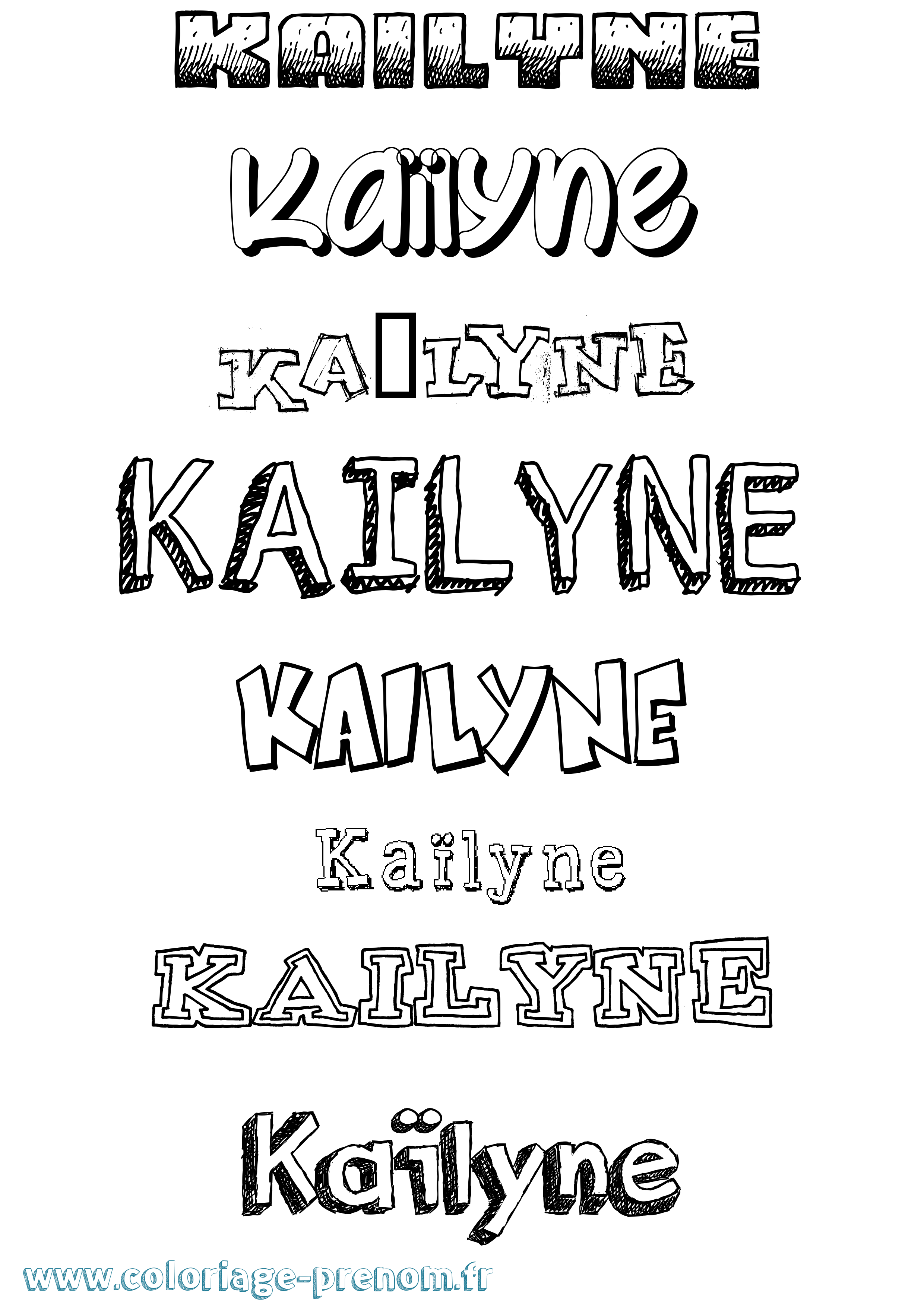 Coloriage Kaïlyne Dessiné Coloriage prénom Kaïlyne Dessiné