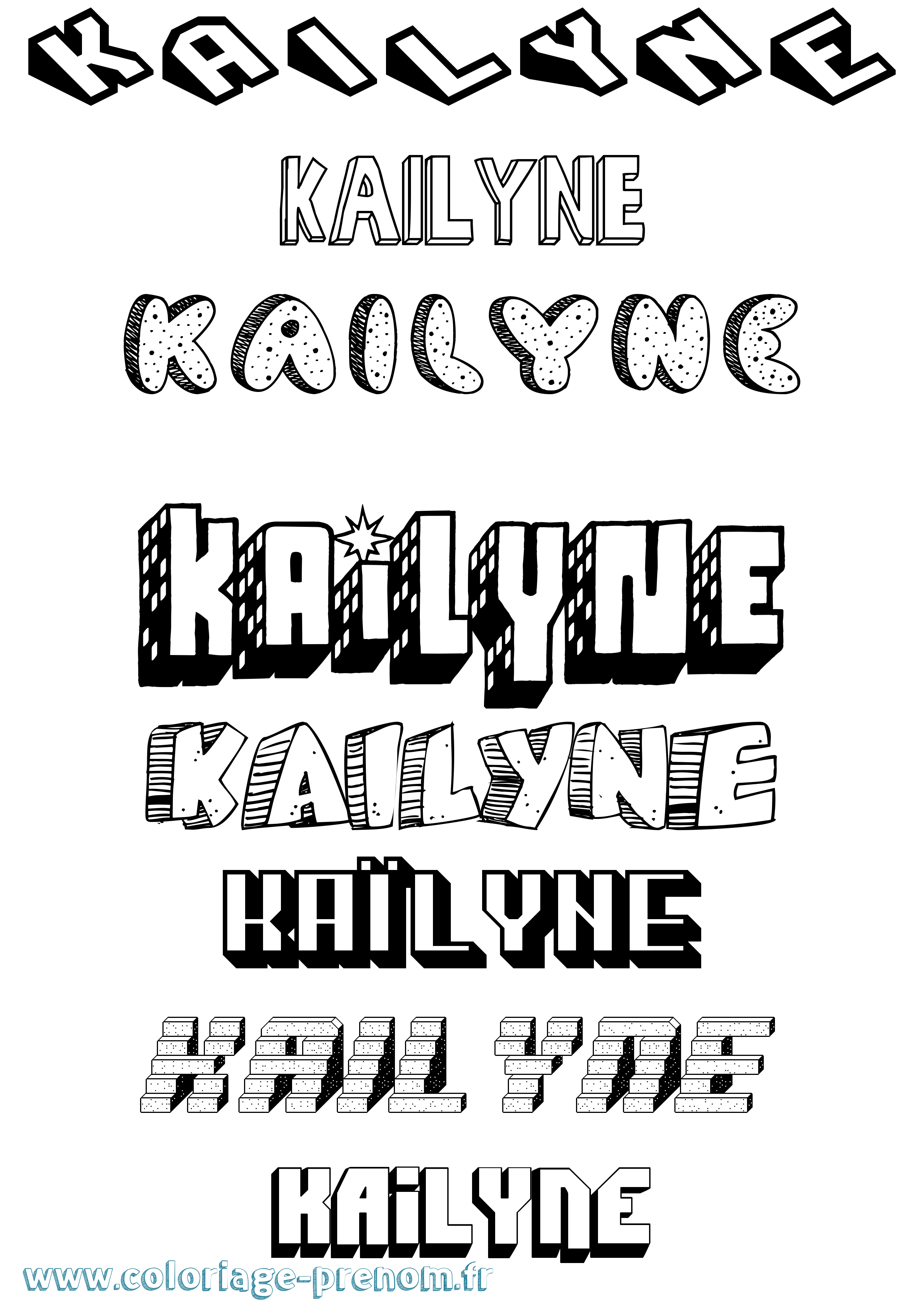 Coloriage Kaïlyne Effet 3D Coloriage prénom Kaïlyne Effet 3D