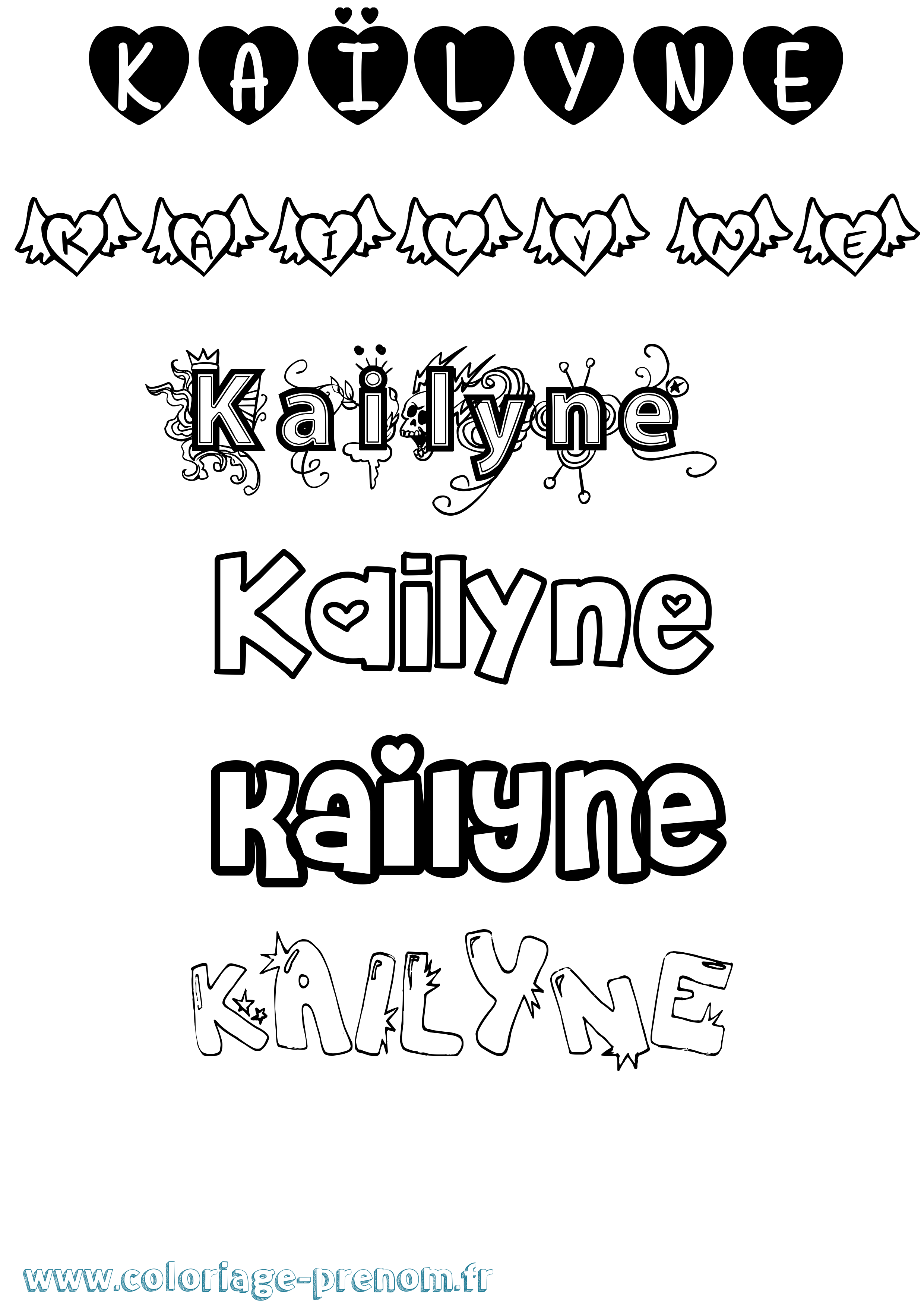 Coloriage Kaïlyne Girly Coloriage prénom Kaïlyne Girly