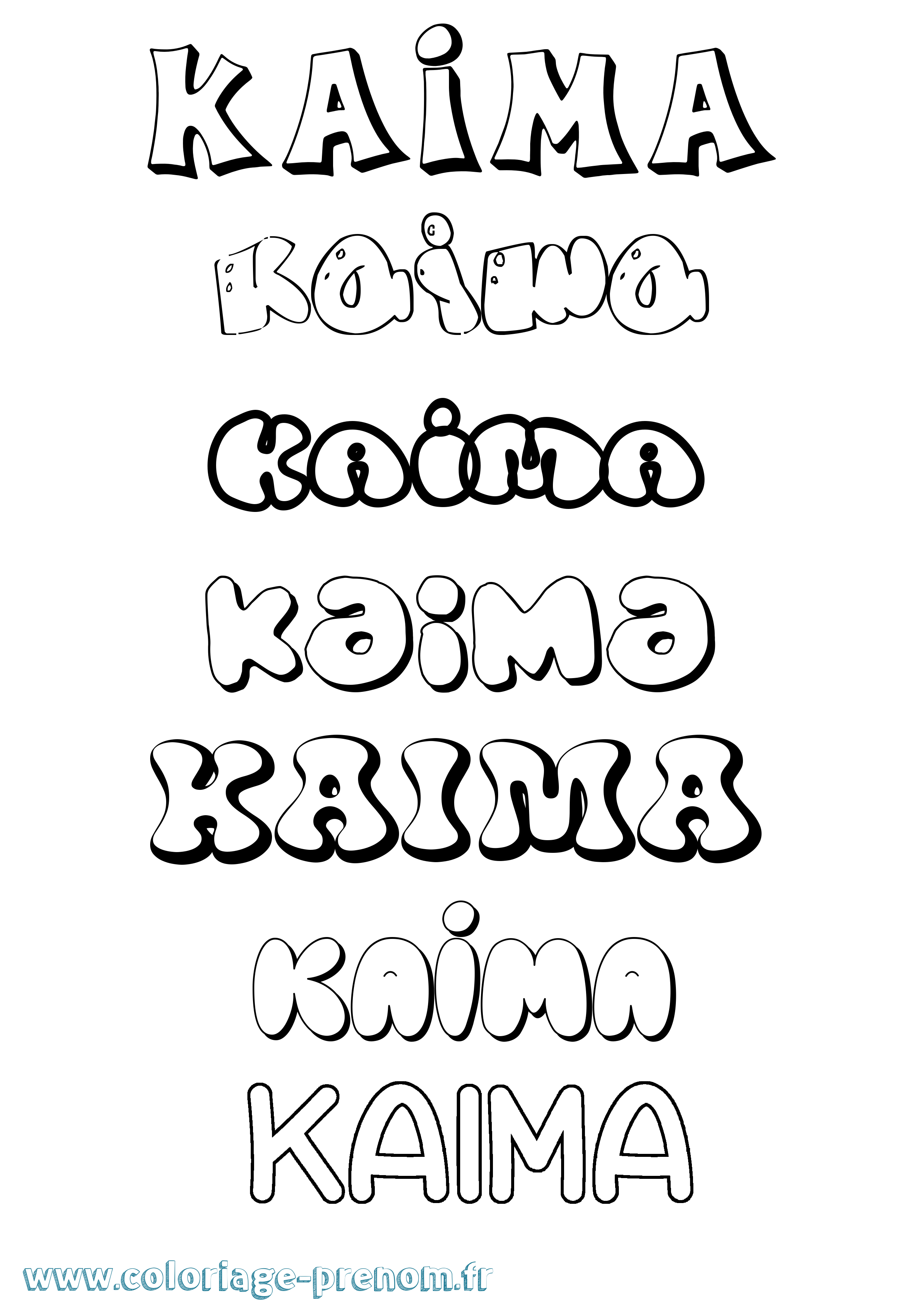 Coloriage Kaima Bubble Coloriage prénom Kaima Bubble