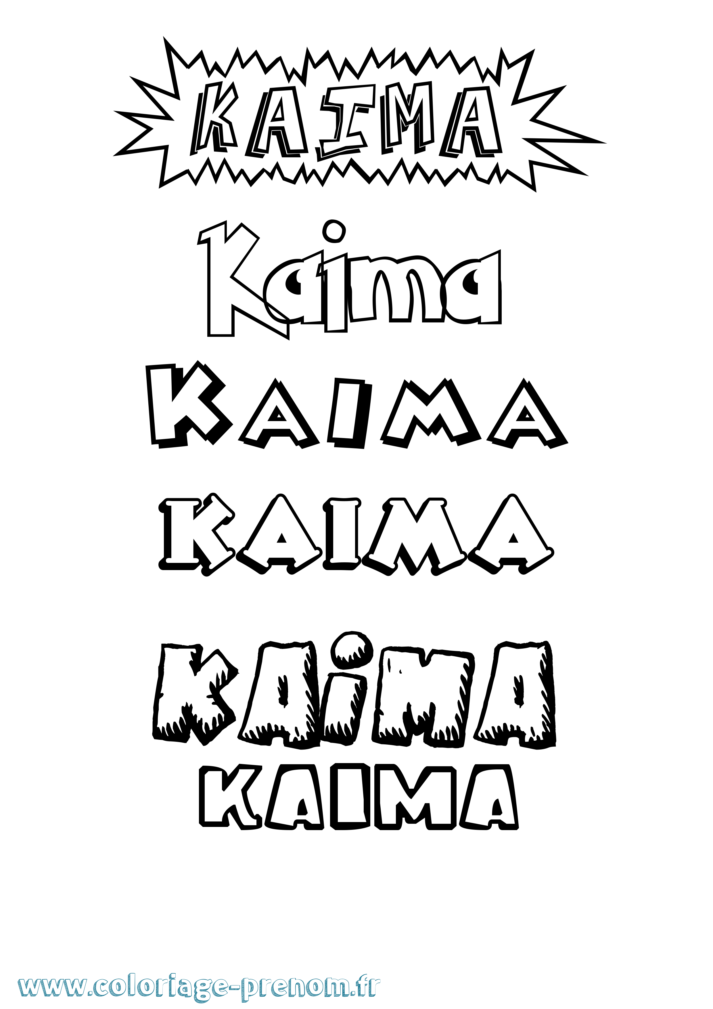 Coloriage Kaima Dessin Animé Coloriage prénom Kaima Dessin Animé