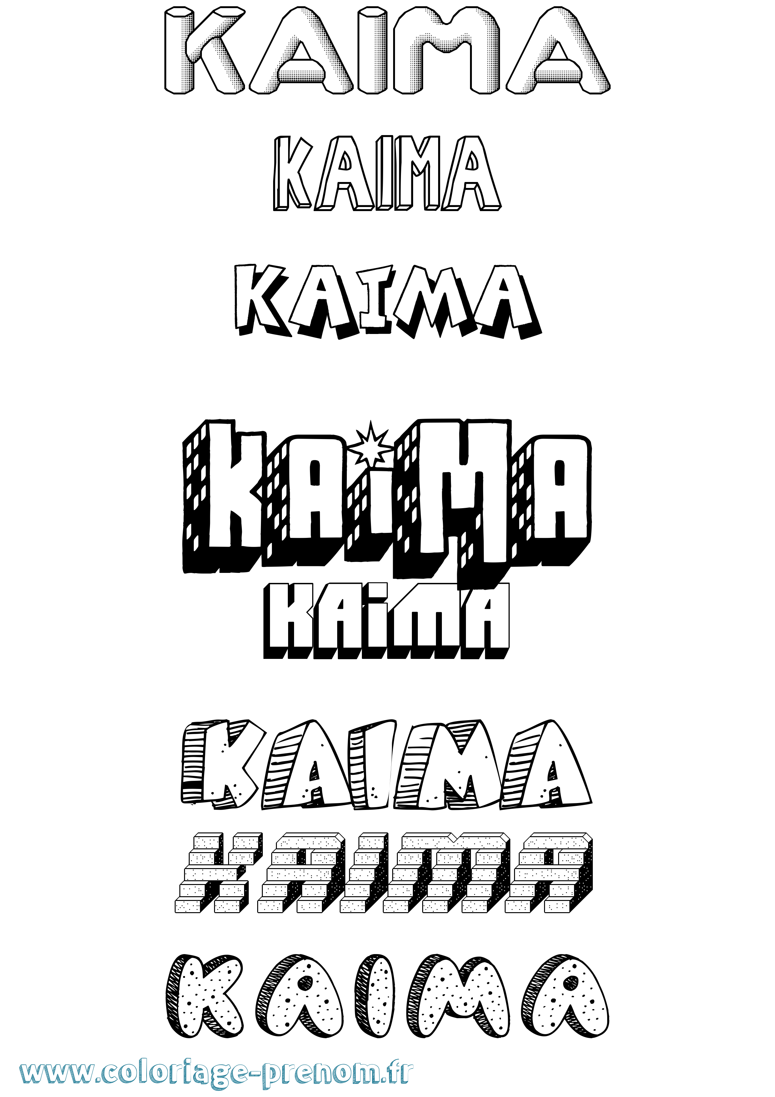 Coloriage Kaima Effet 3D Coloriage prénom Kaima Effet 3D
