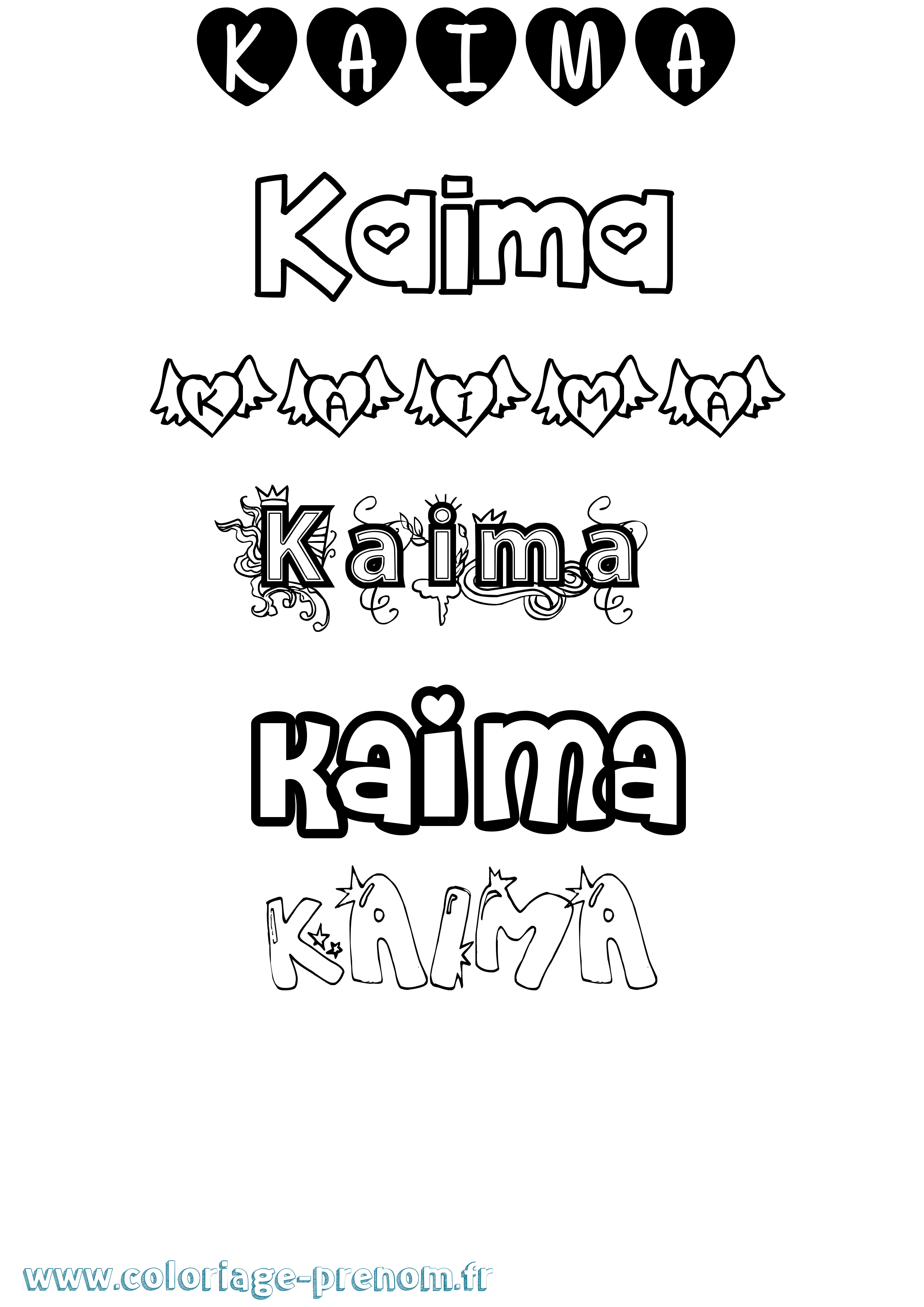 Coloriage Kaima Girly Coloriage prénom Kaima Girly