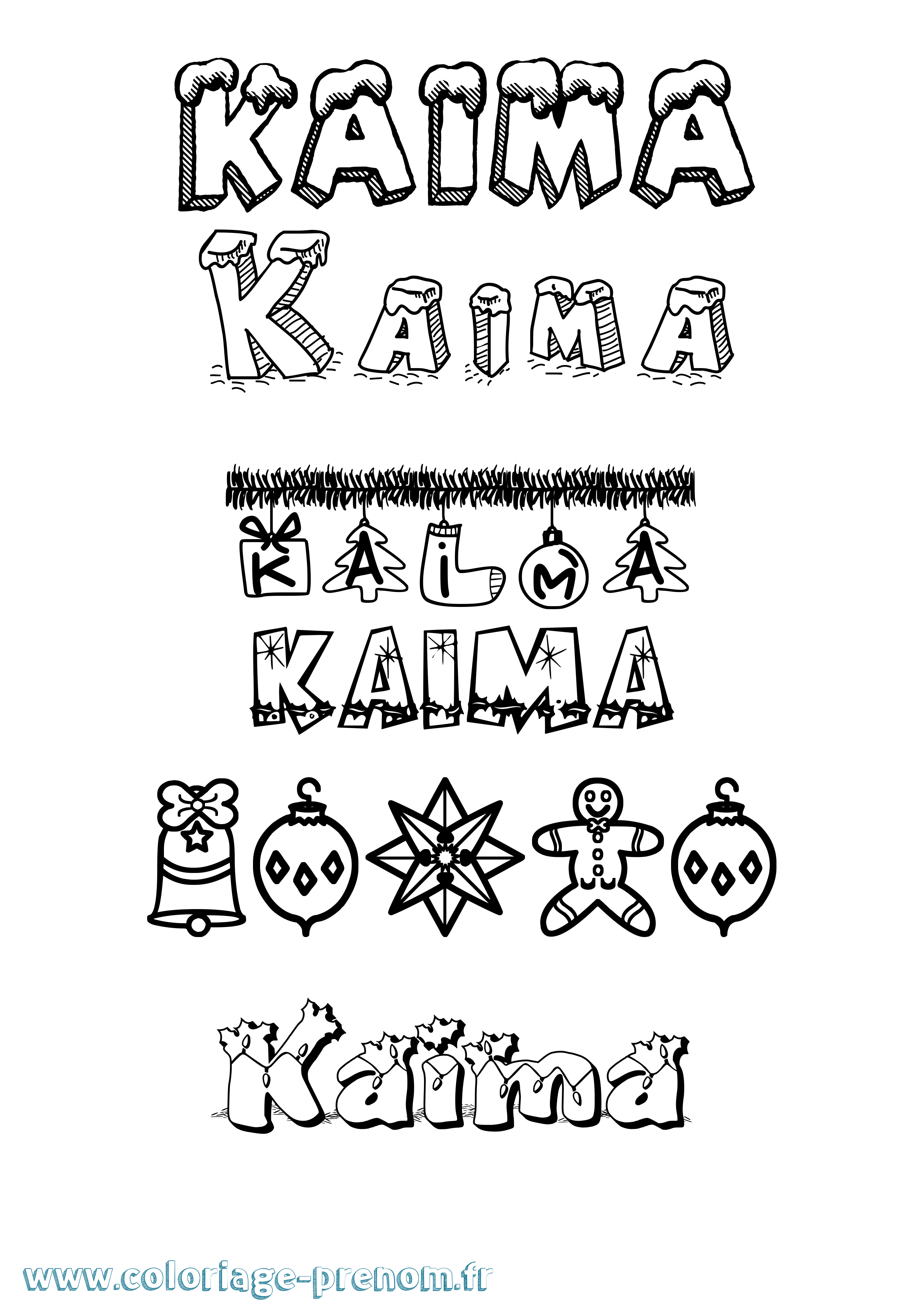 Coloriage Kaima Noël Coloriage prénom Kaima Noël