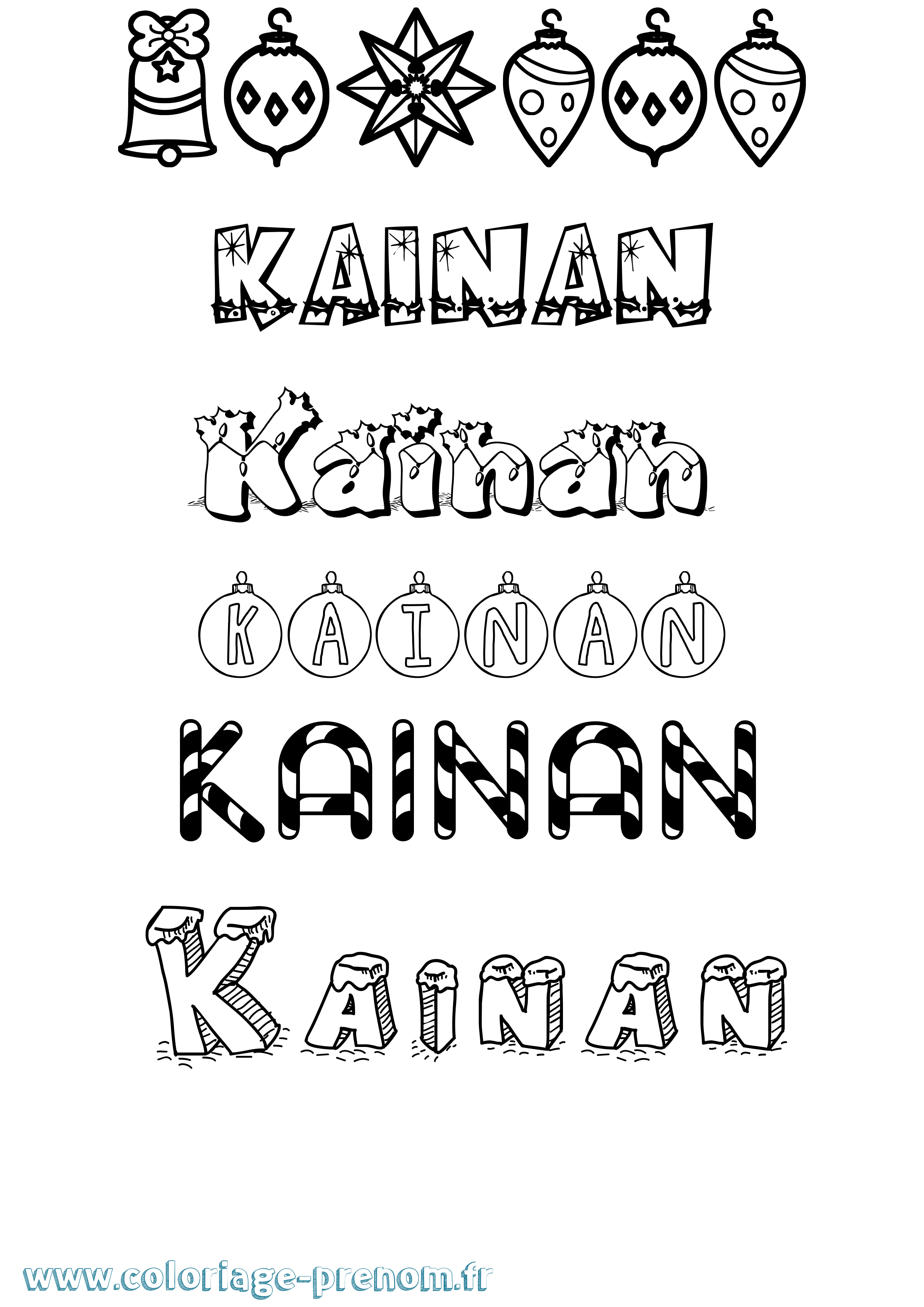 Coloriage Kainan Noël Coloriage prénom Kainan Noël