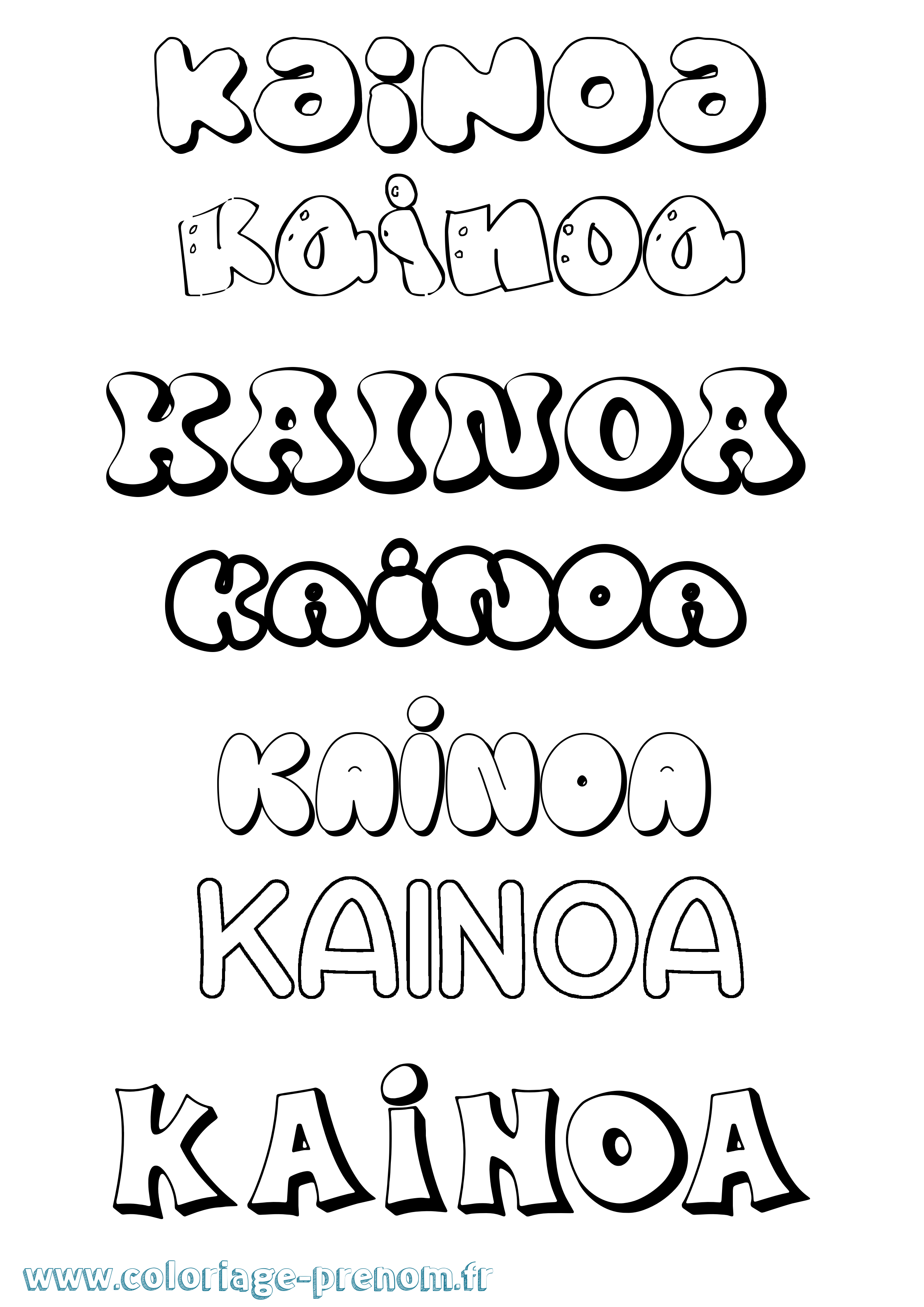 Coloriage Kainoa Bubble Coloriage prénom Kainoa Bubble