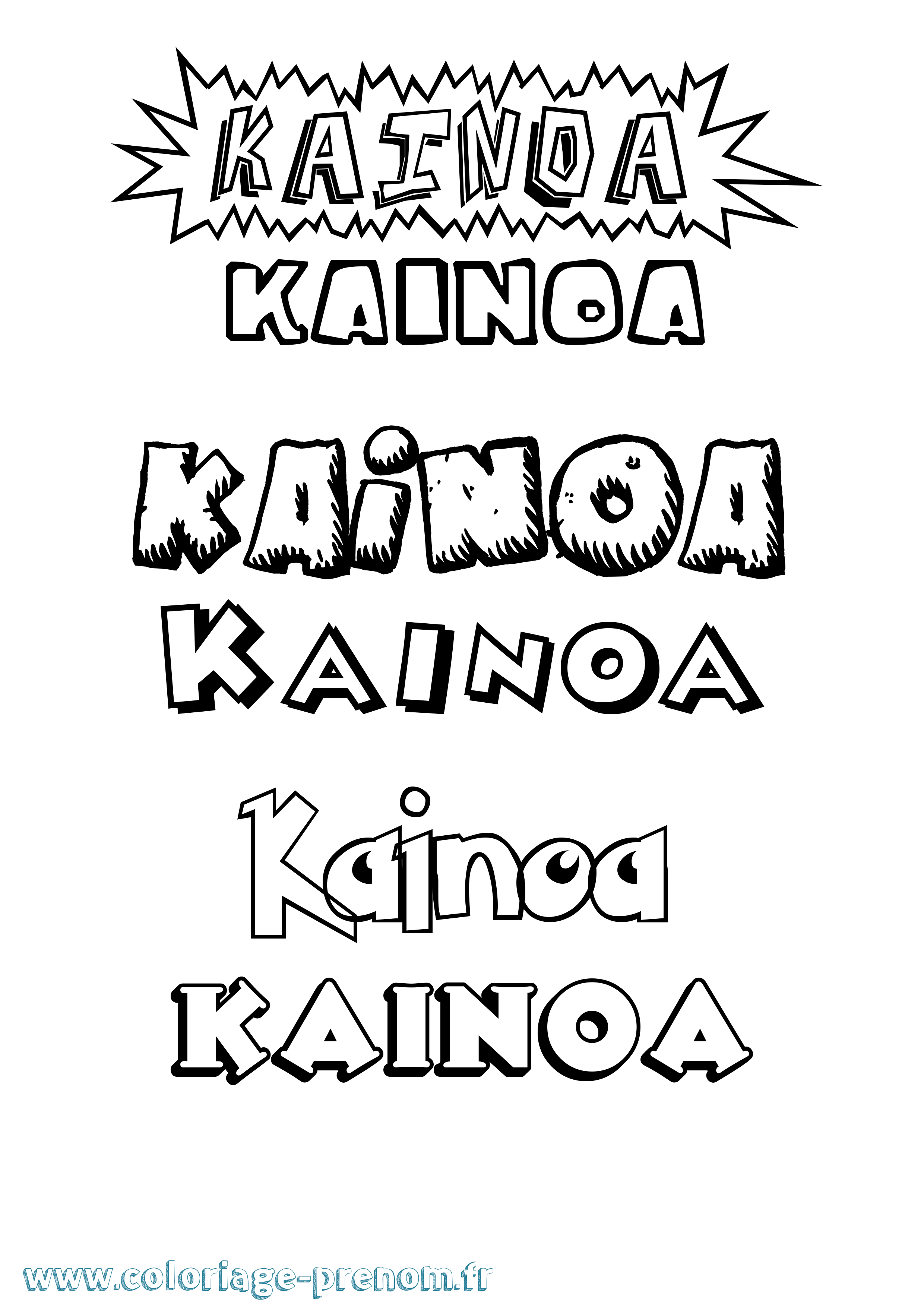 Coloriage Kainoa Dessin Animé Coloriage prénom Kainoa Dessin Animé