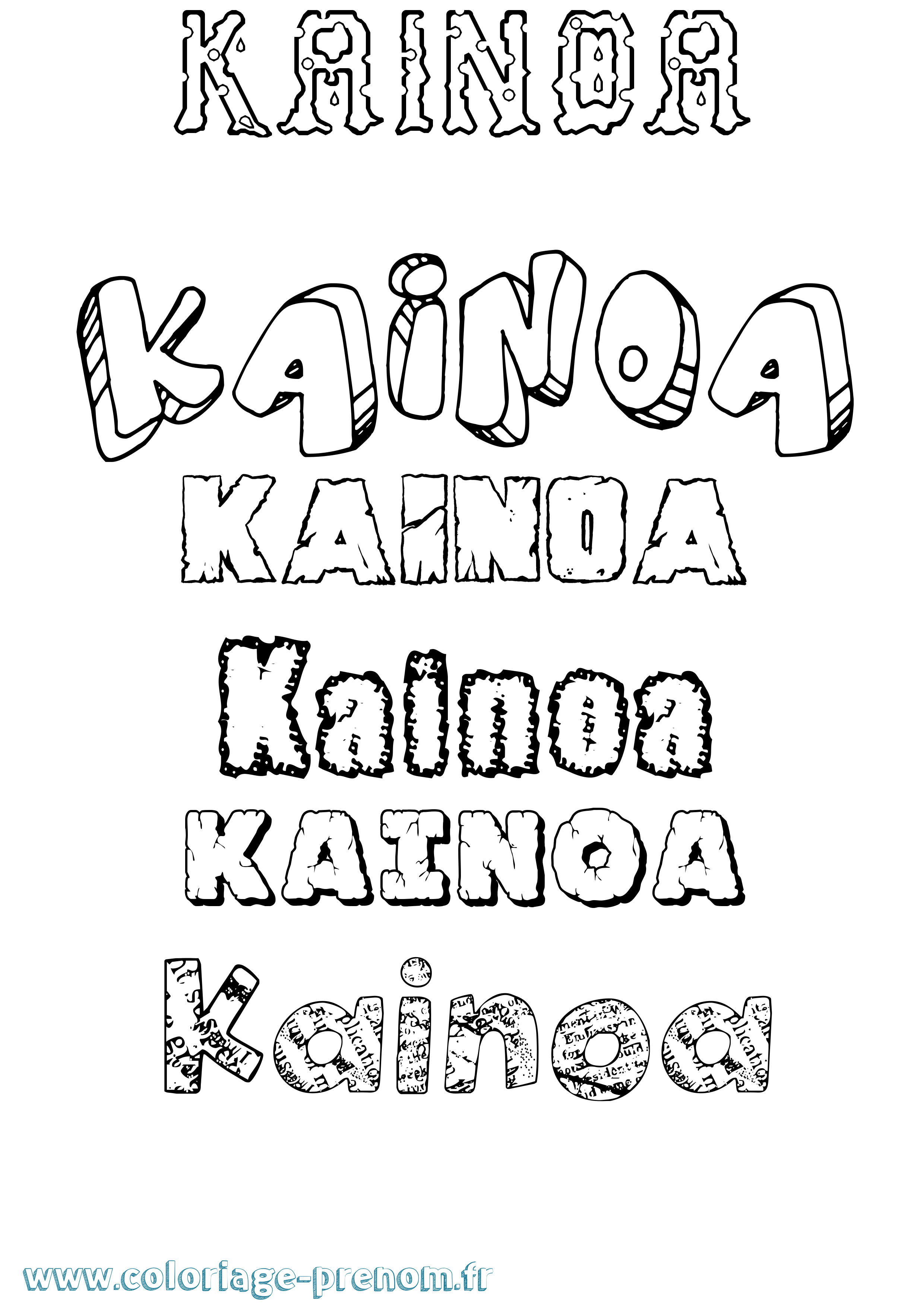Coloriage Kainoa Destructuré Coloriage prénom Kainoa Destructuré