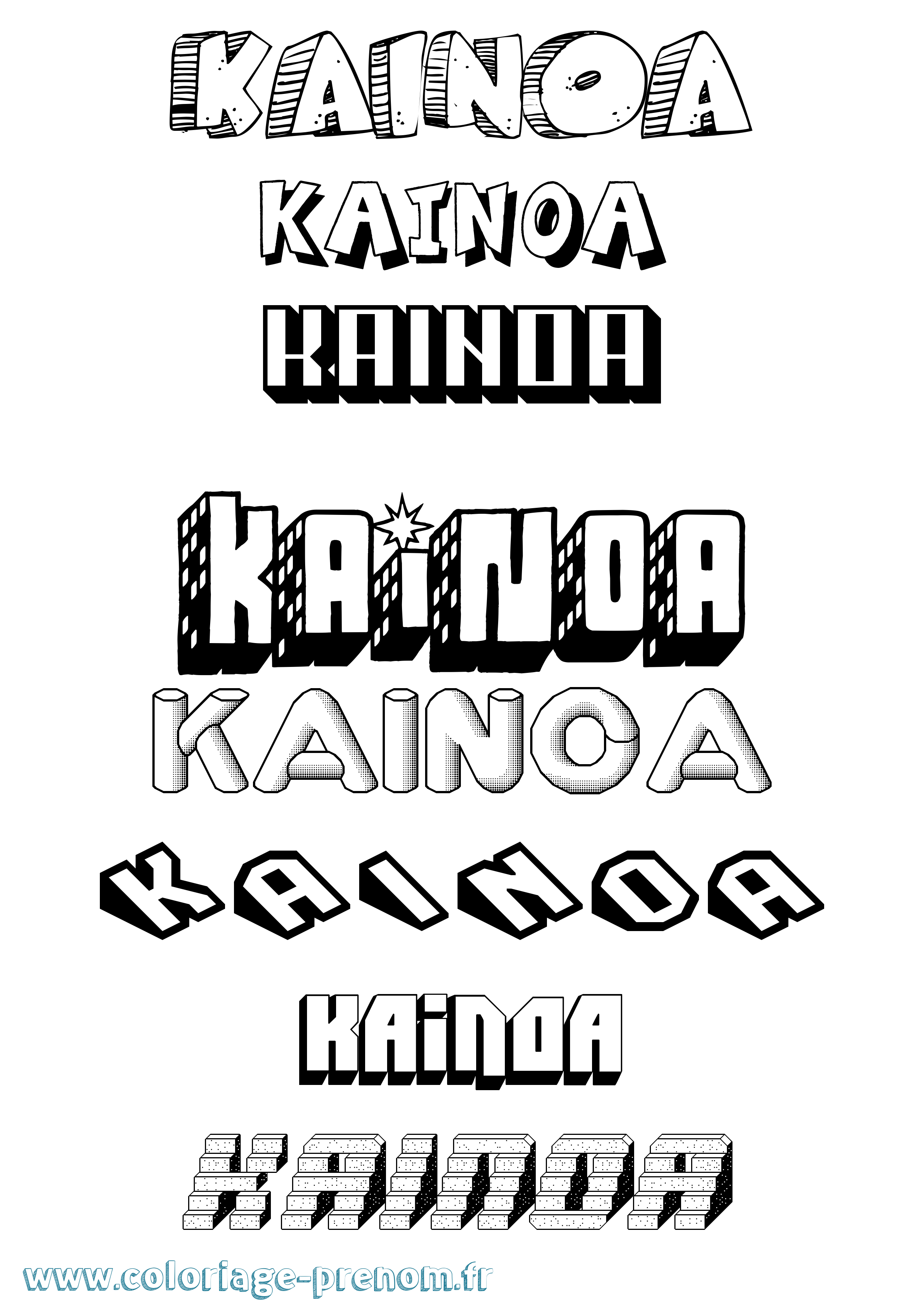 Coloriage Kainoa Effet 3D Coloriage prénom Kainoa Effet 3D