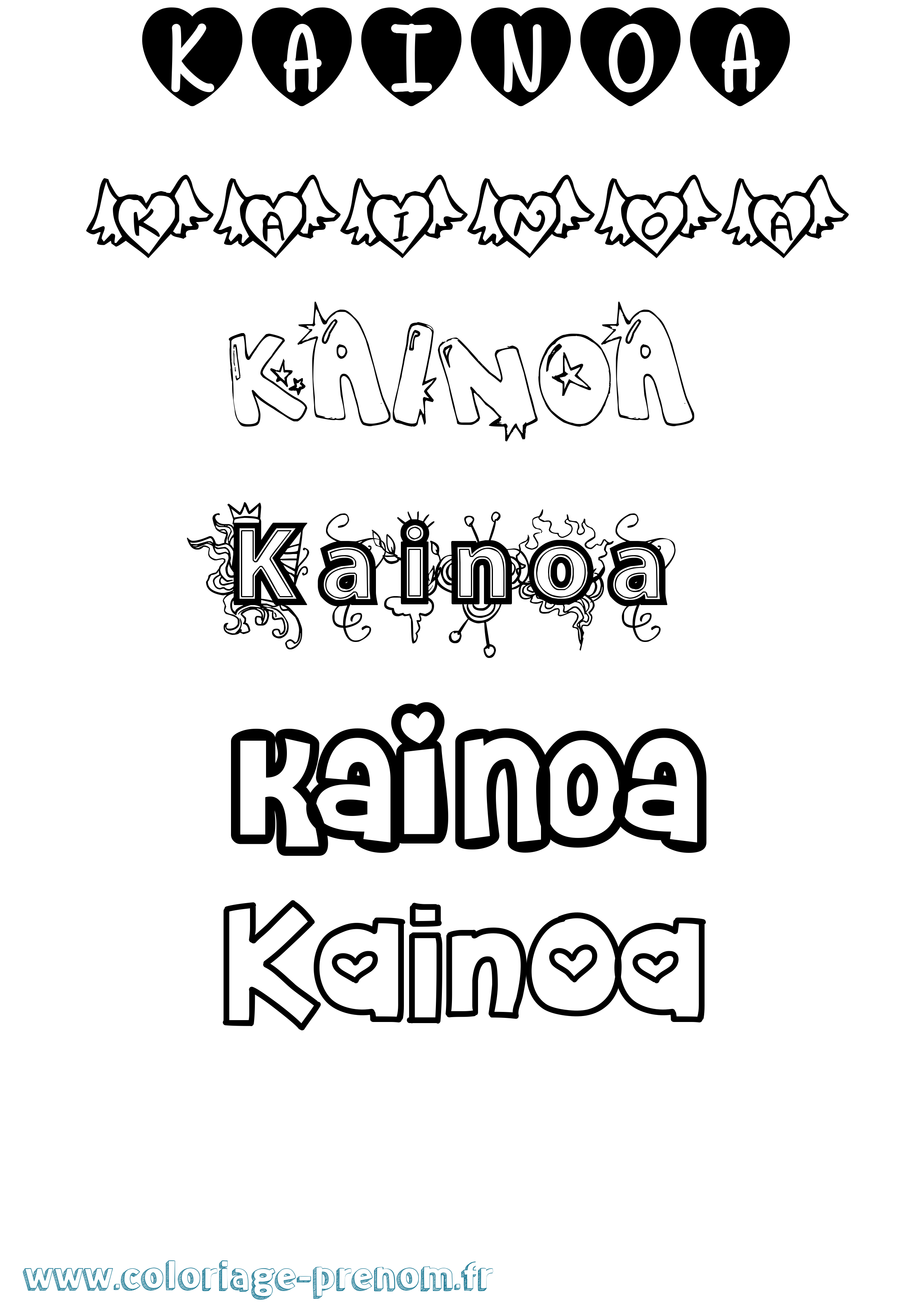 Coloriage Kainoa Girly Coloriage prénom Kainoa Girly