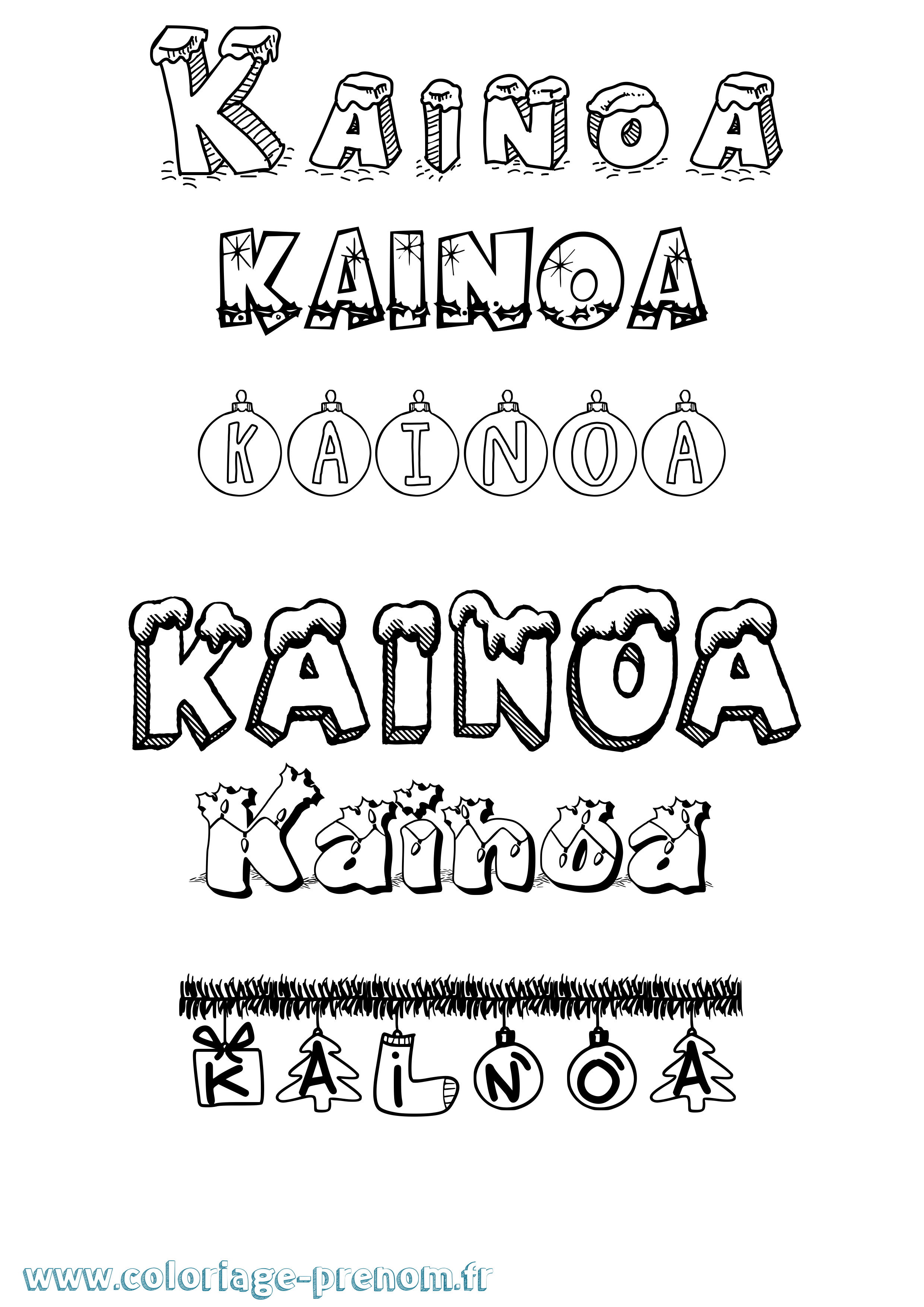 Coloriage Kainoa Noël Coloriage prénom Kainoa Noël